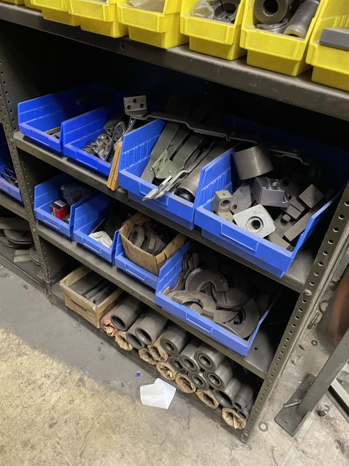 Lot of (6) Shelving Units w/ Assorted step pedals, switches and gear boxes - Image 2 of 4