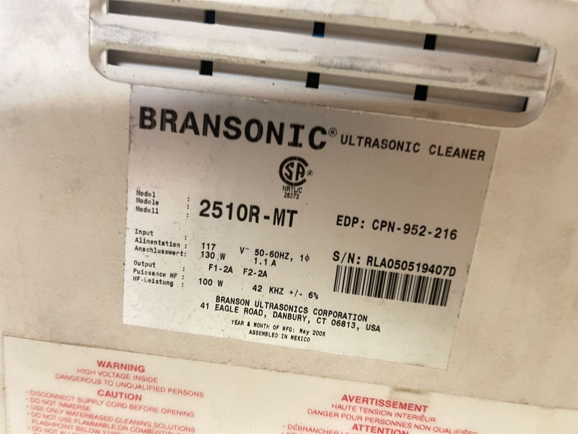 BRANSON Bransonic 2510-MT Ultrasonic Cleaner, s/n RLA050519407D - Bild 5 aus 5