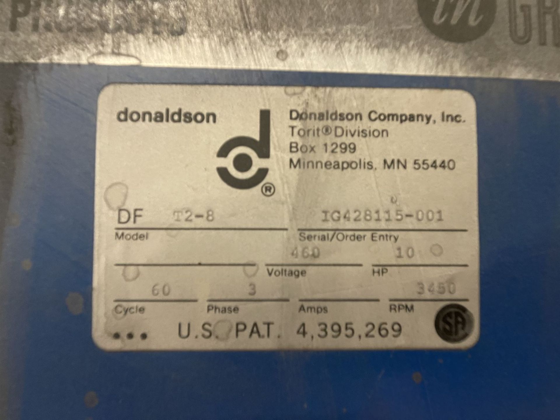 DONALDSON Torit DFT2-8 Collection System, s/n IG428115-001, 10 HP - Image 4 of 4
