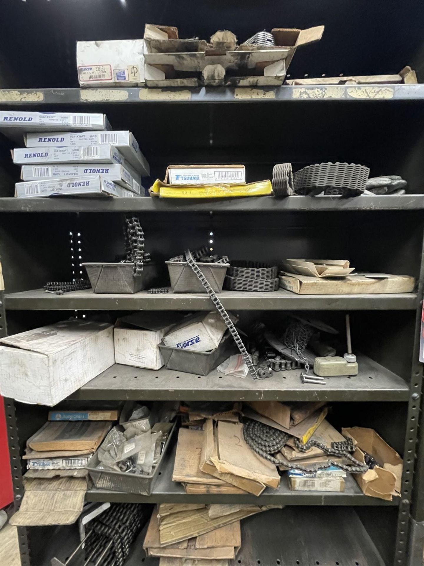 Lot of (2) Shelving Units w/ Assorted roller chains - Image 2 of 5