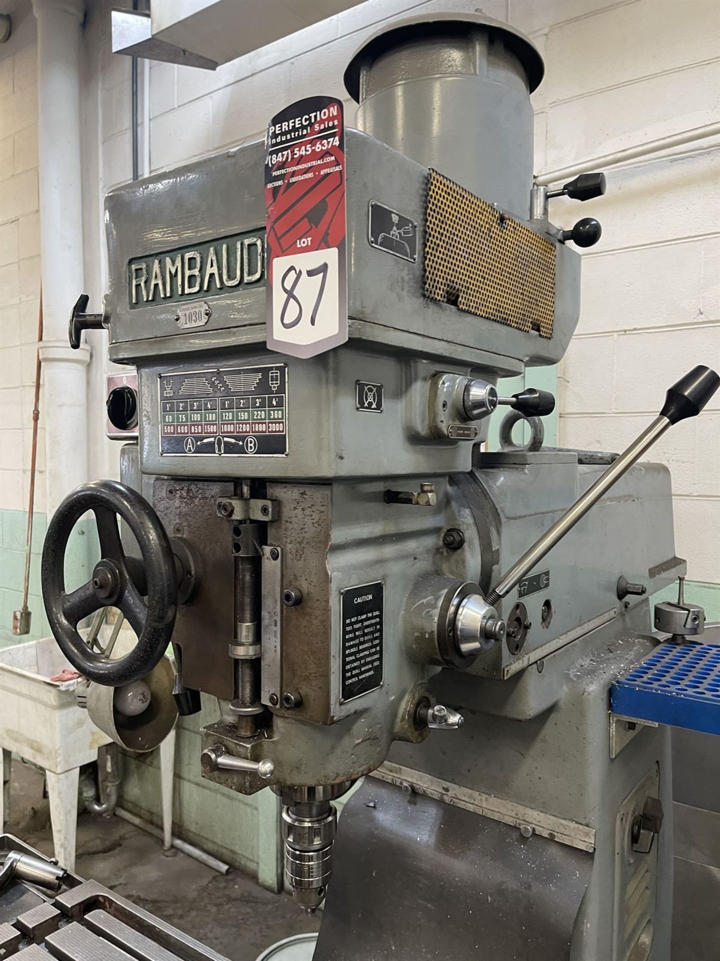 RAMBAUDI V3 Milling Machine, s/n na, 12" x 42" Table, 60-3000 RPM, Spindle Speed, Power Feed, - Image 3 of 7