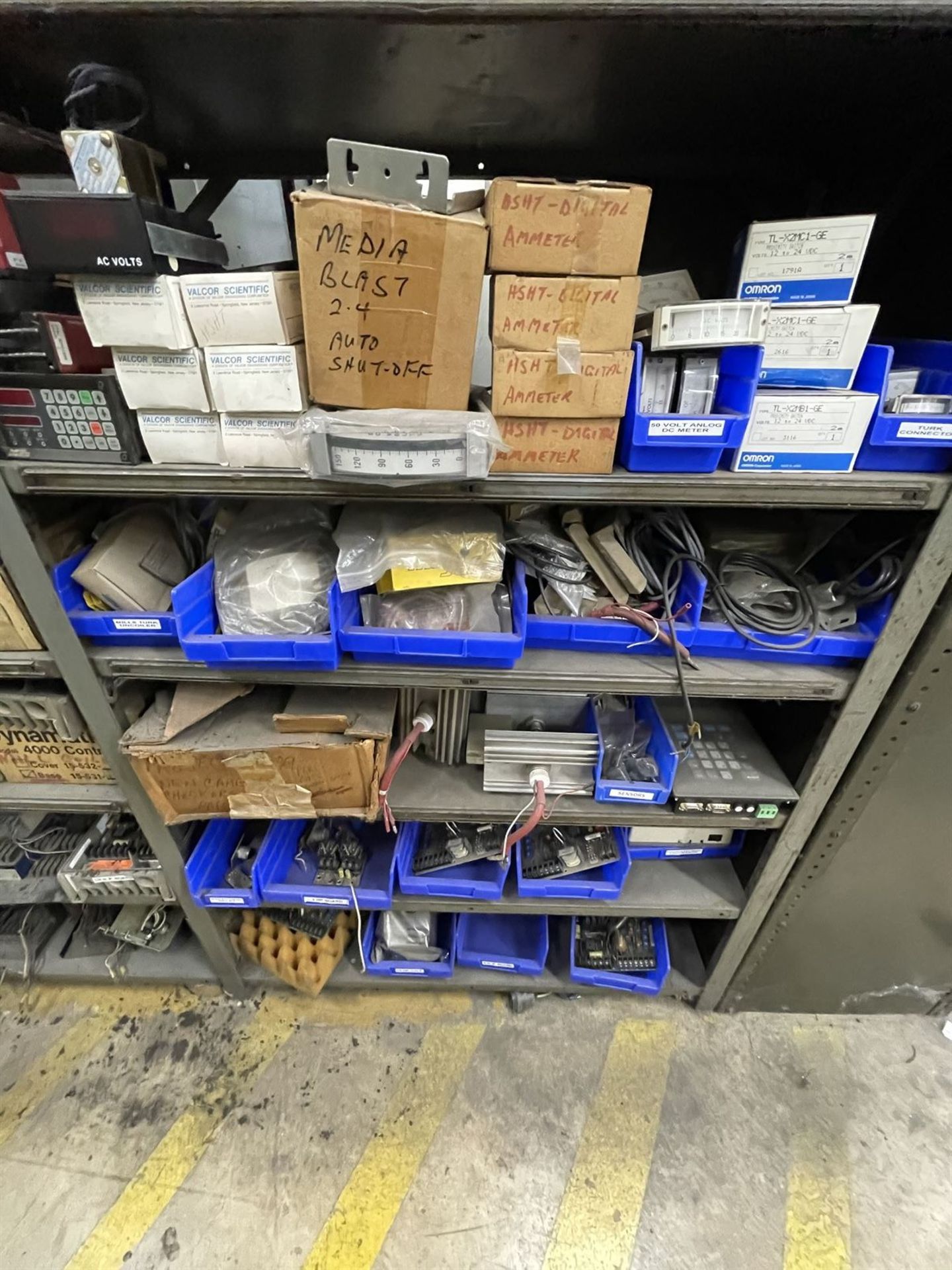 Lot of Shelving Units(2) w/ Assorted electronics (power supply's, relays, wire and sensors) - Image 3 of 6