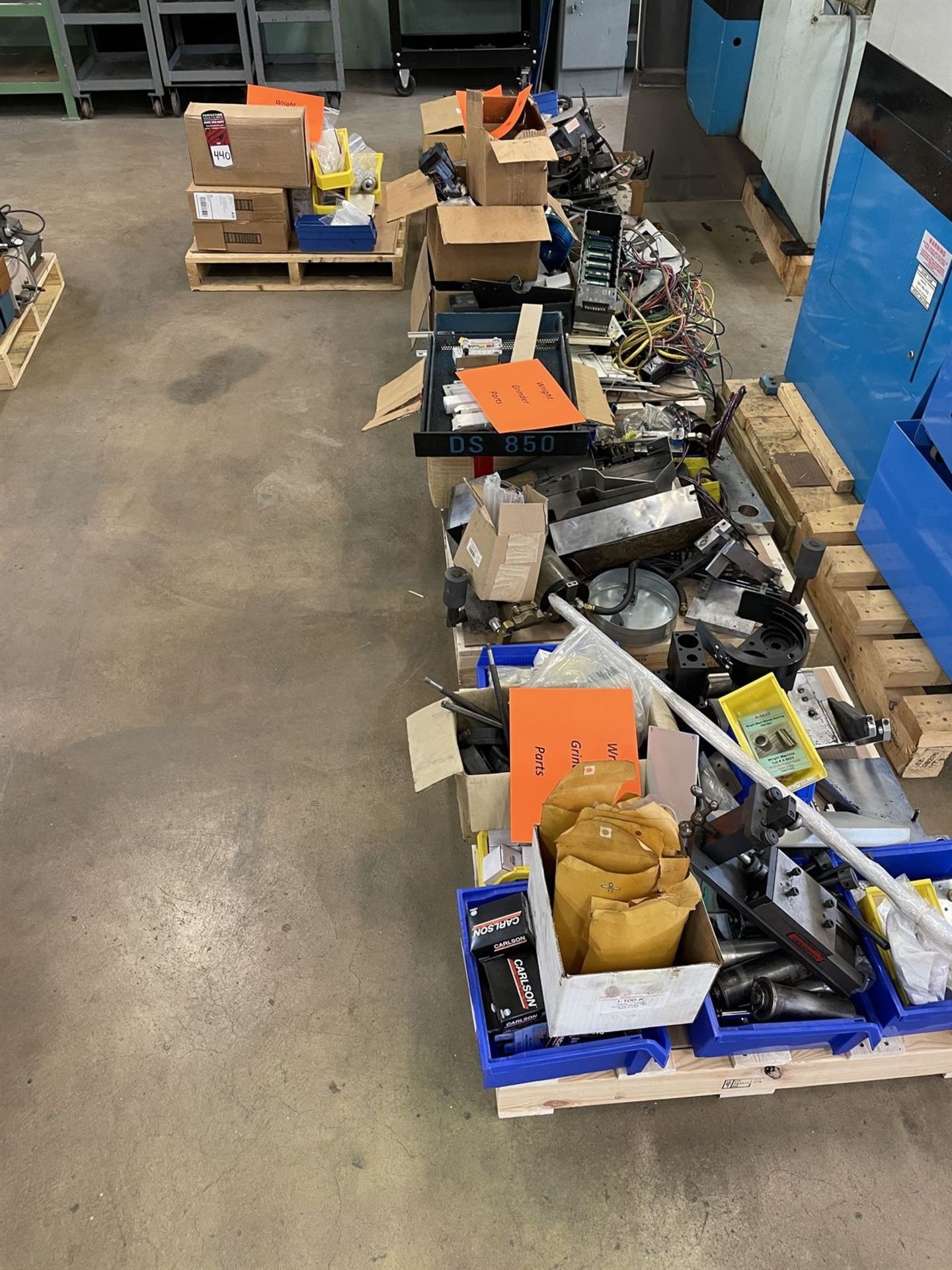 Lot of (6) Pallet of Parts for the Wright Grinder Machines