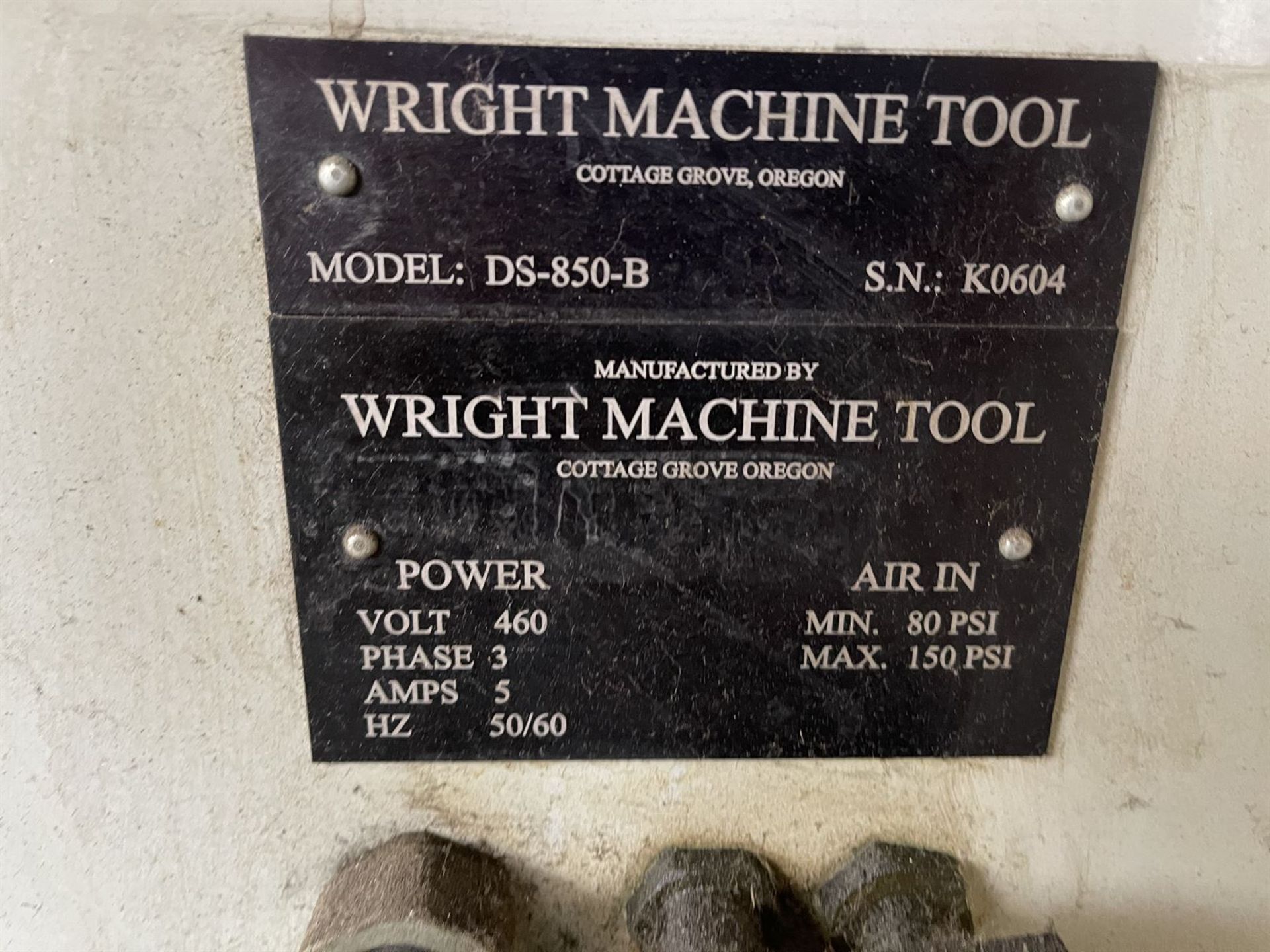Blade Grind Cell #3- WRIGHT Maximum DS-850-B Side Grinder, s/n 0604, w/ (2) Roll Feeds and Stand - Bild 6 aus 7