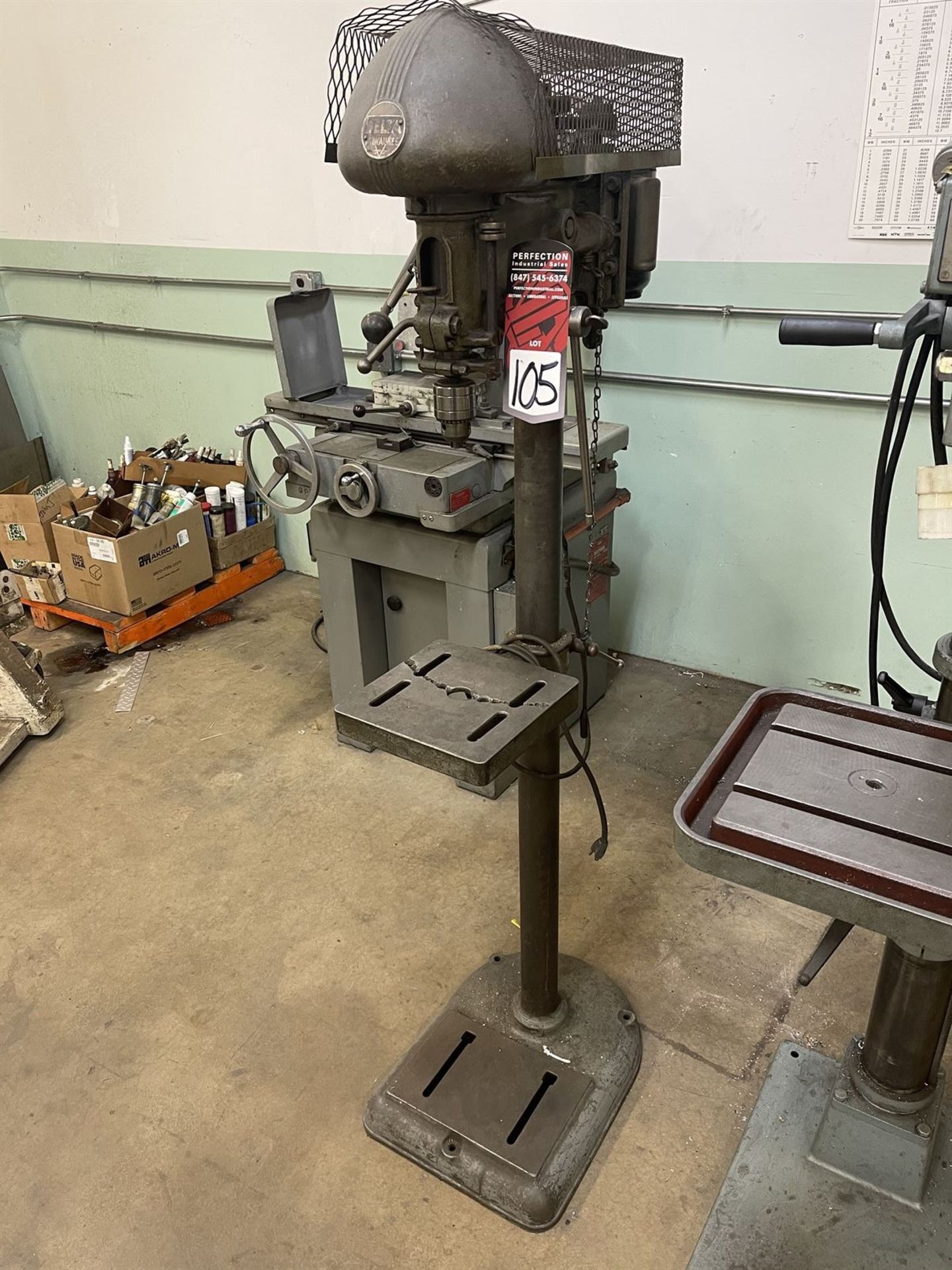 DELTA DP220 MILWAUKEE Drill Press, s/n 51-4488, 7" Throat, 10" x 10" Table