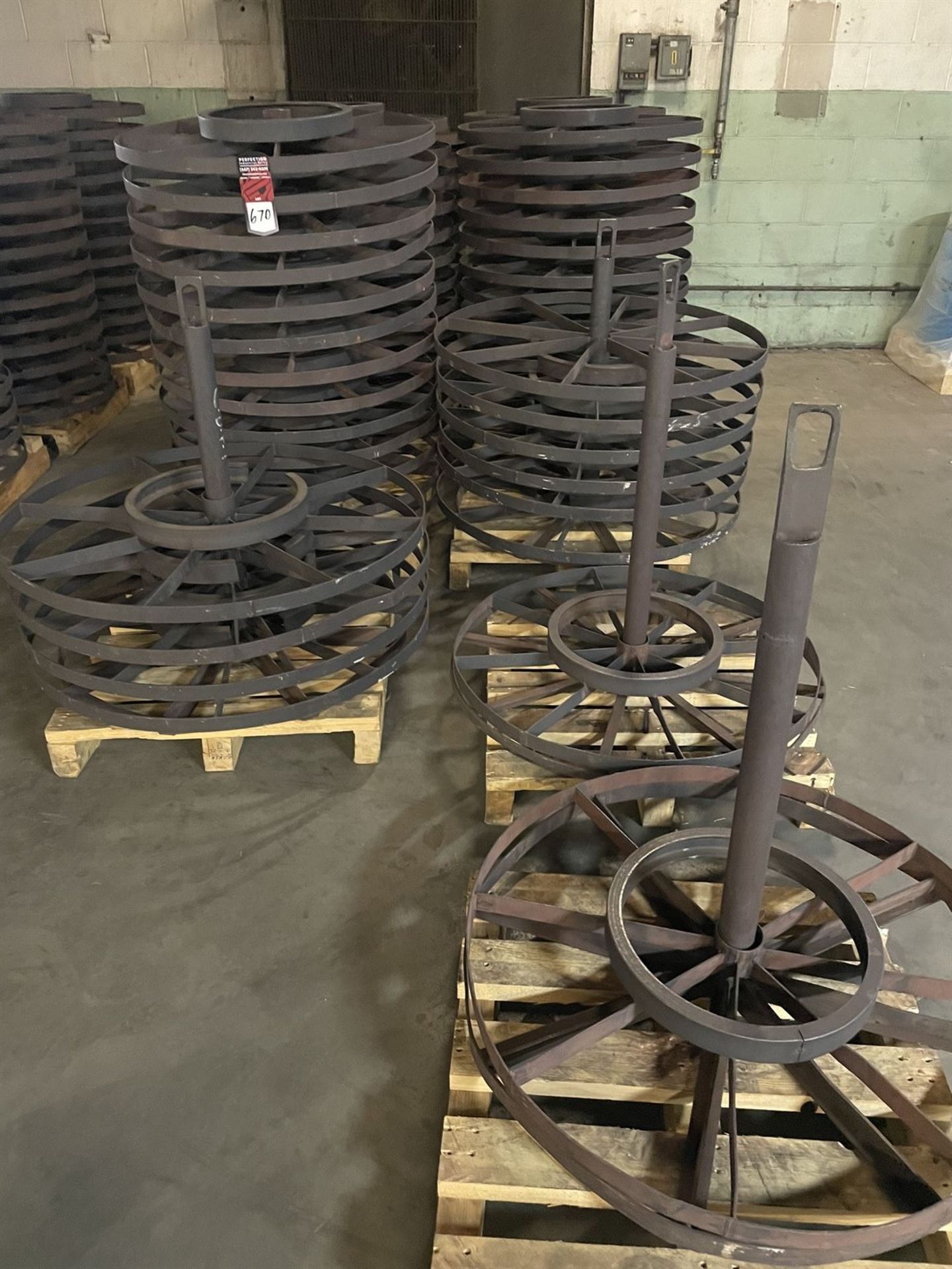 (9) Pallets of saw blade spools and 1 Pallets of unrefined saw blades