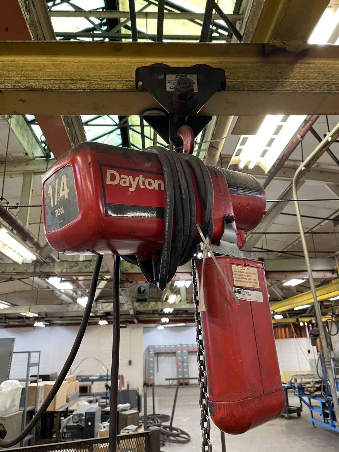 1/4 Ton Dayton Electric Hoist w/ Pendant Control - Image 2 of 2