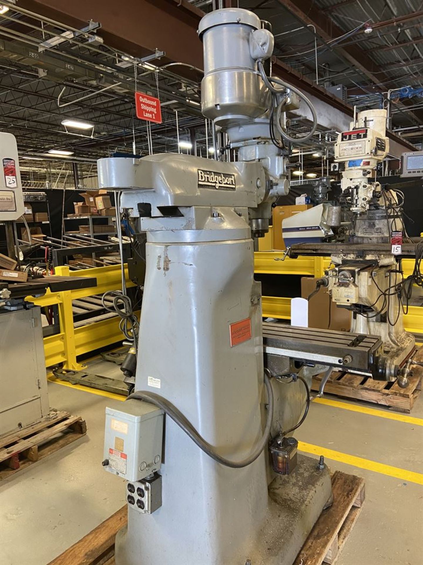 Bridgeport Series 1 Vertical Mill, 9x42 Tbl, 2 HP, Power Draw Bar, DRO, Power Table Feed, s/n - Image 9 of 10