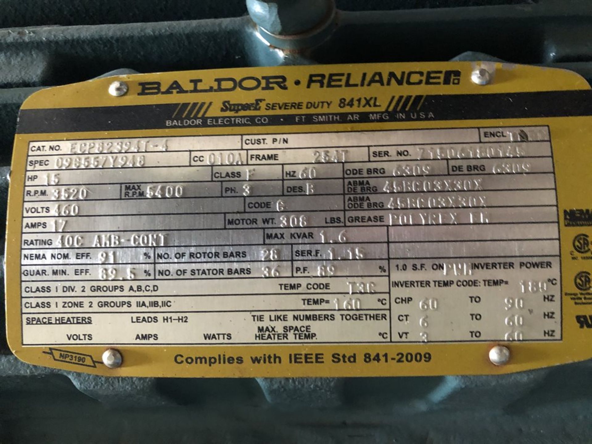 BALDOR 15 HP Electric Motor, w/ Pump (Location: County Road) - Bild 2 aus 2