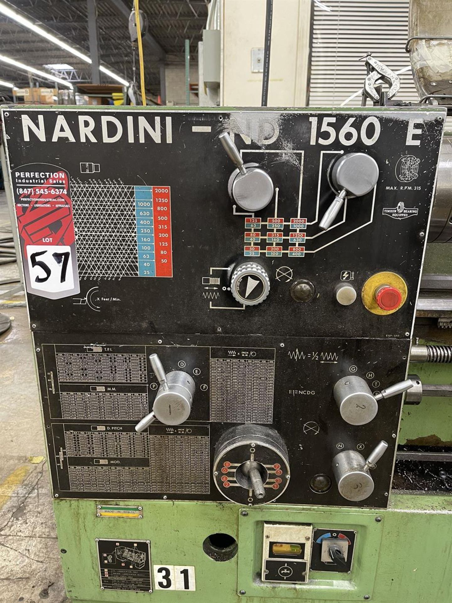 NARDINI ND-1560E Lathe, 15" Swing, 60" Between Centers, 8" 3-Jaw Chuck, Tool Post, Tailstock, 25- - Image 4 of 7