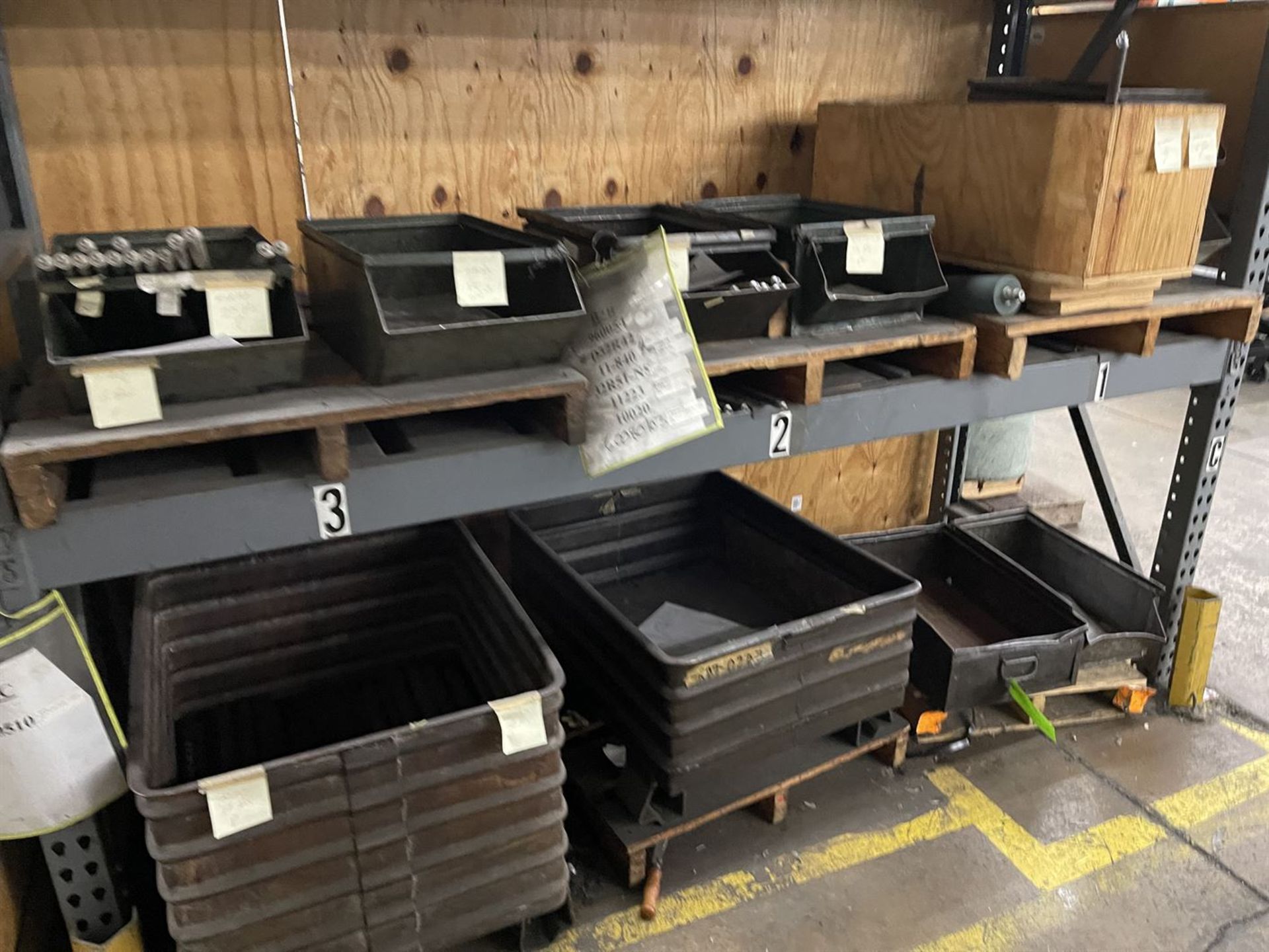 Lot of (7) Sections of Pallet Racking w/Contents Including Large Assortment of Steel Totes and - Image 3 of 12