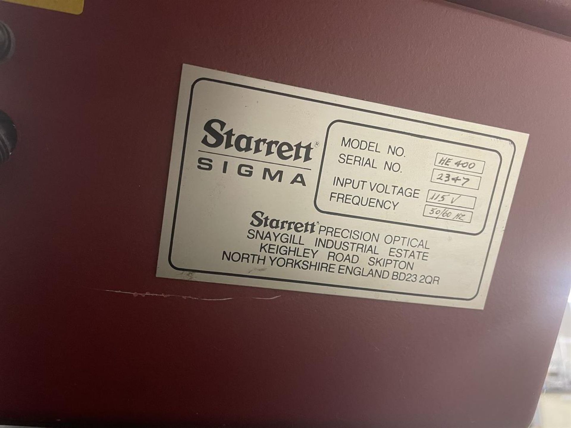 STARRETT SIGMA HE400 Profile Projector, s/n 2347, w/ Quick-Chek DRO - Image 5 of 5