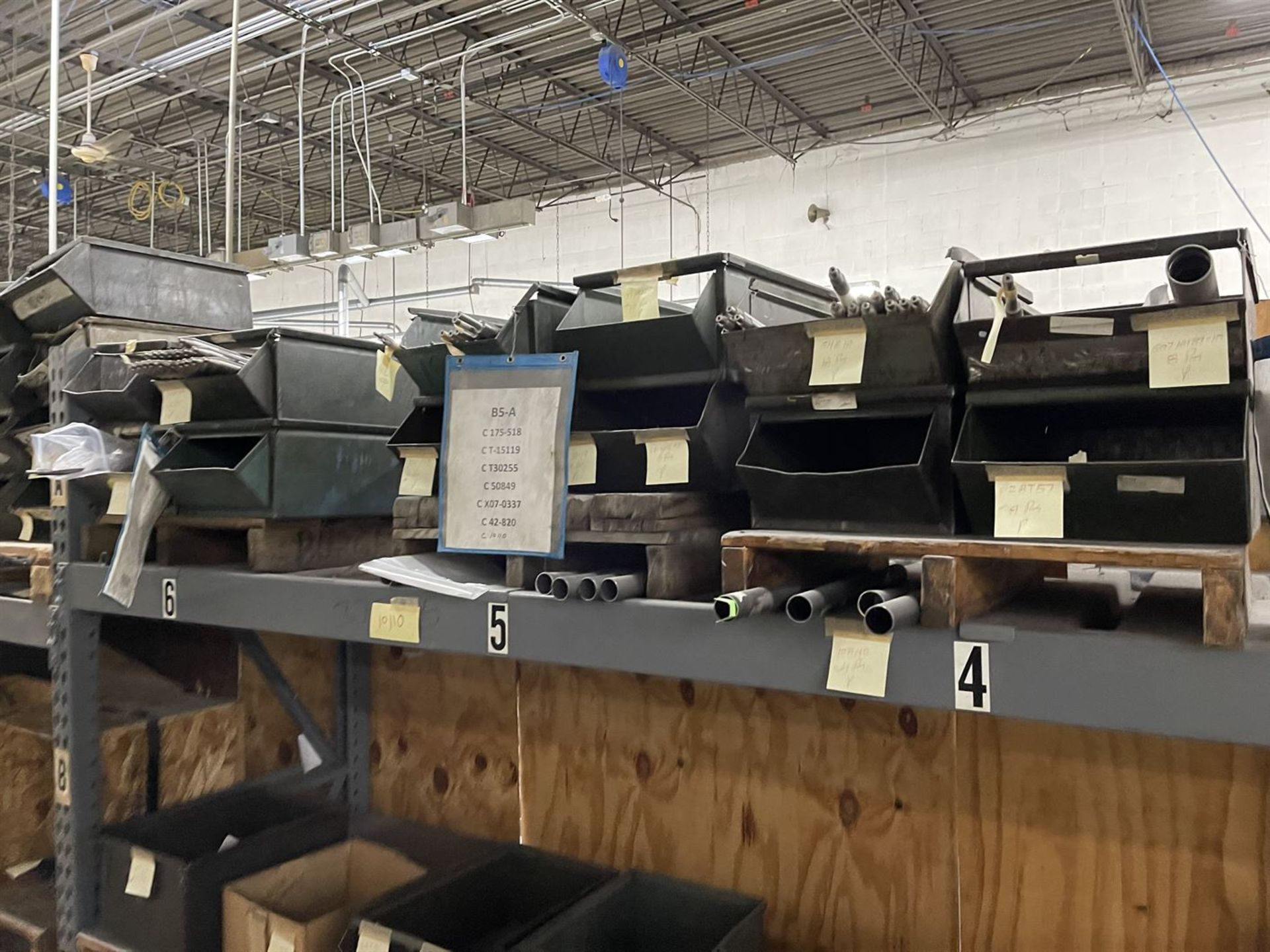 Lot of (7) Sections of Pallet Racking w/Contents Including Large Assortment of Steel Totes and - Image 4 of 12