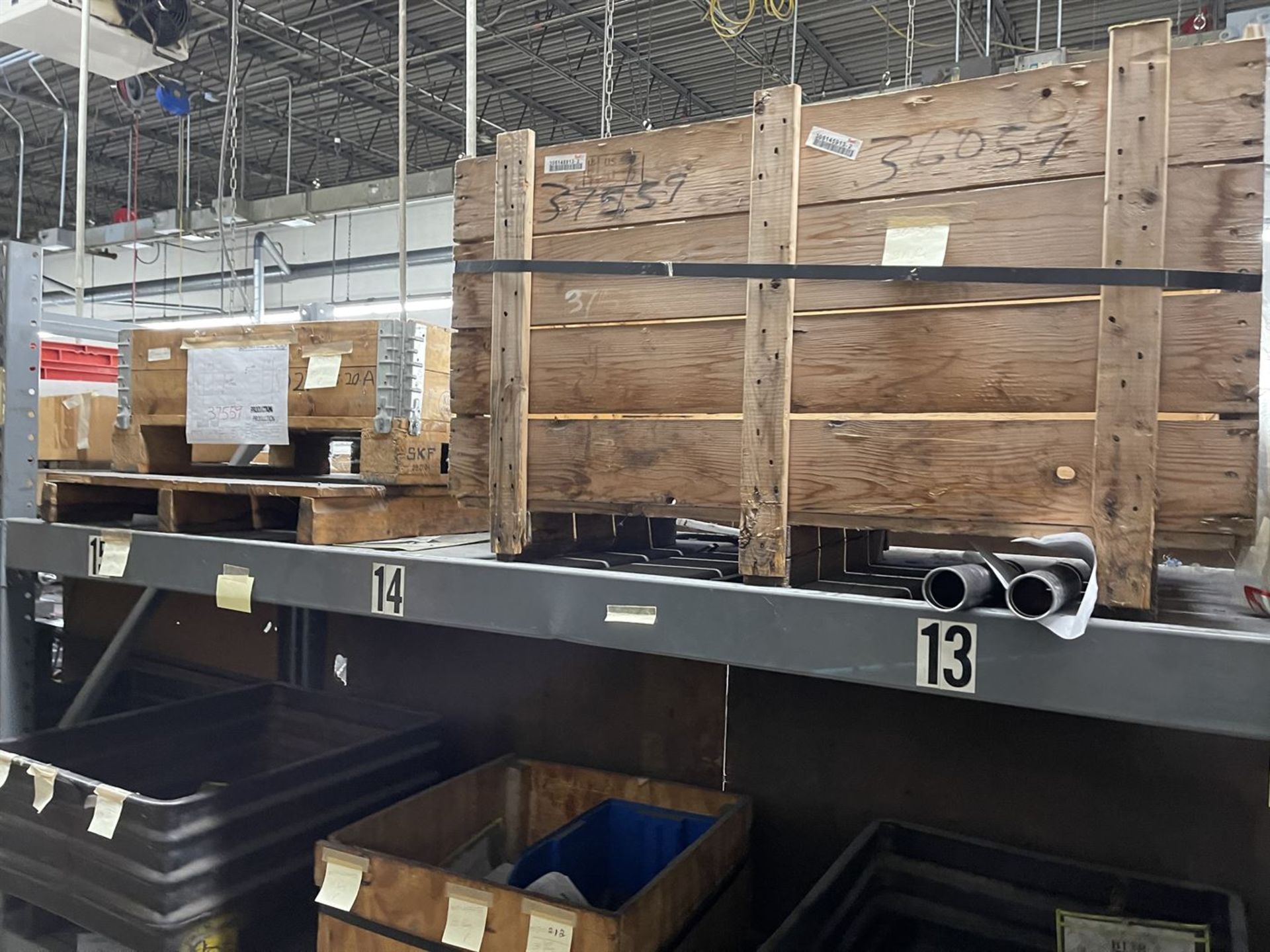 Lot of (7) Sections of Pallet Racking w/Contents Including Large Assortment of Steel Totes and - Image 10 of 12