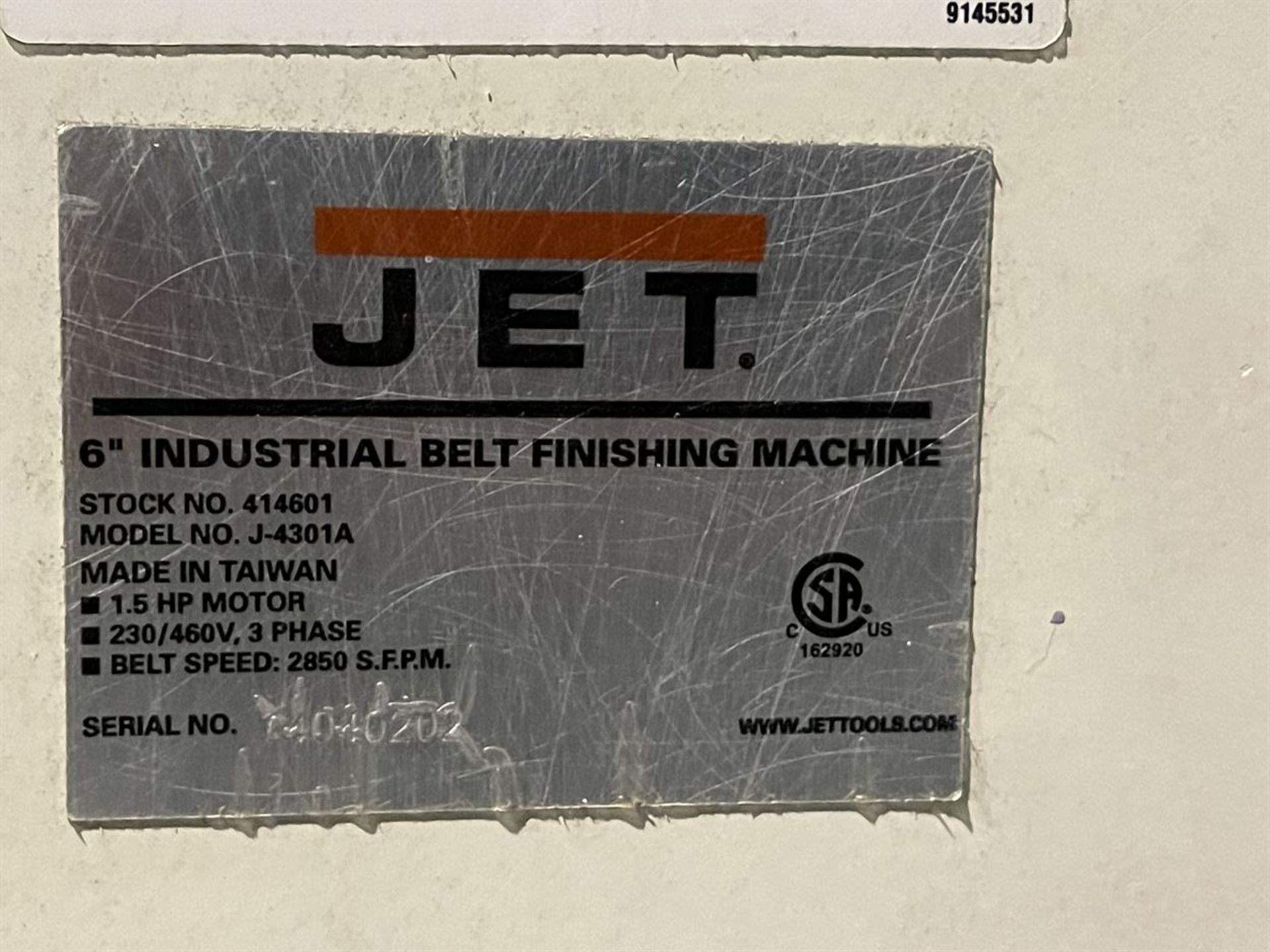 JET J-4301A 6" Belt Finishing Machine (Note: This item was not owned or related to the Pamarco - Image 3 of 3