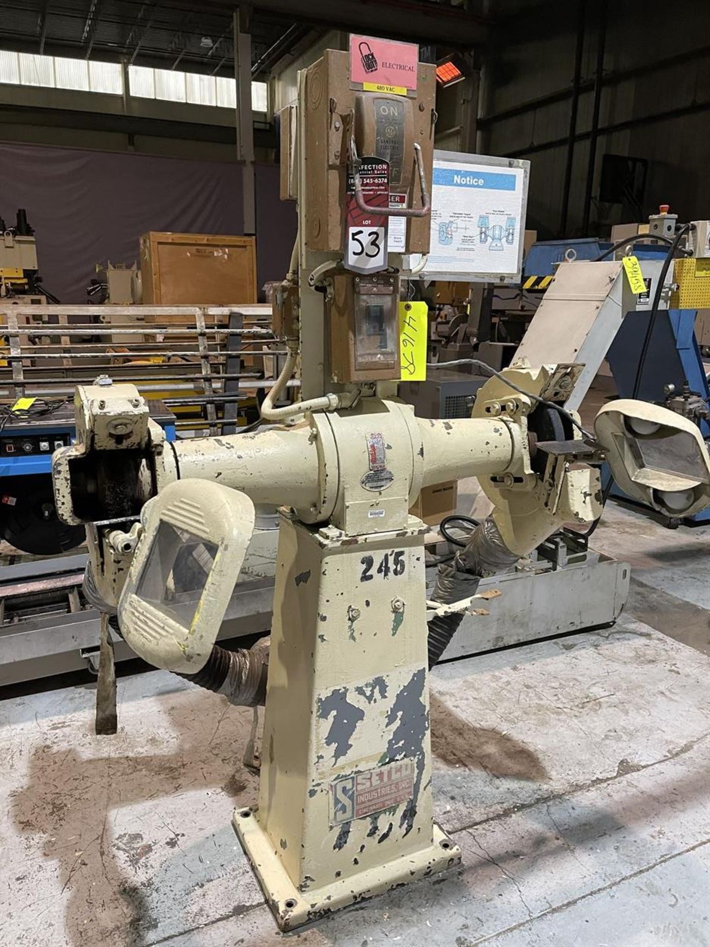 SETCO 101 DUAL PEDESTAL GRINDER (Note: This item was not owned or related to the Pamarco Faciity.