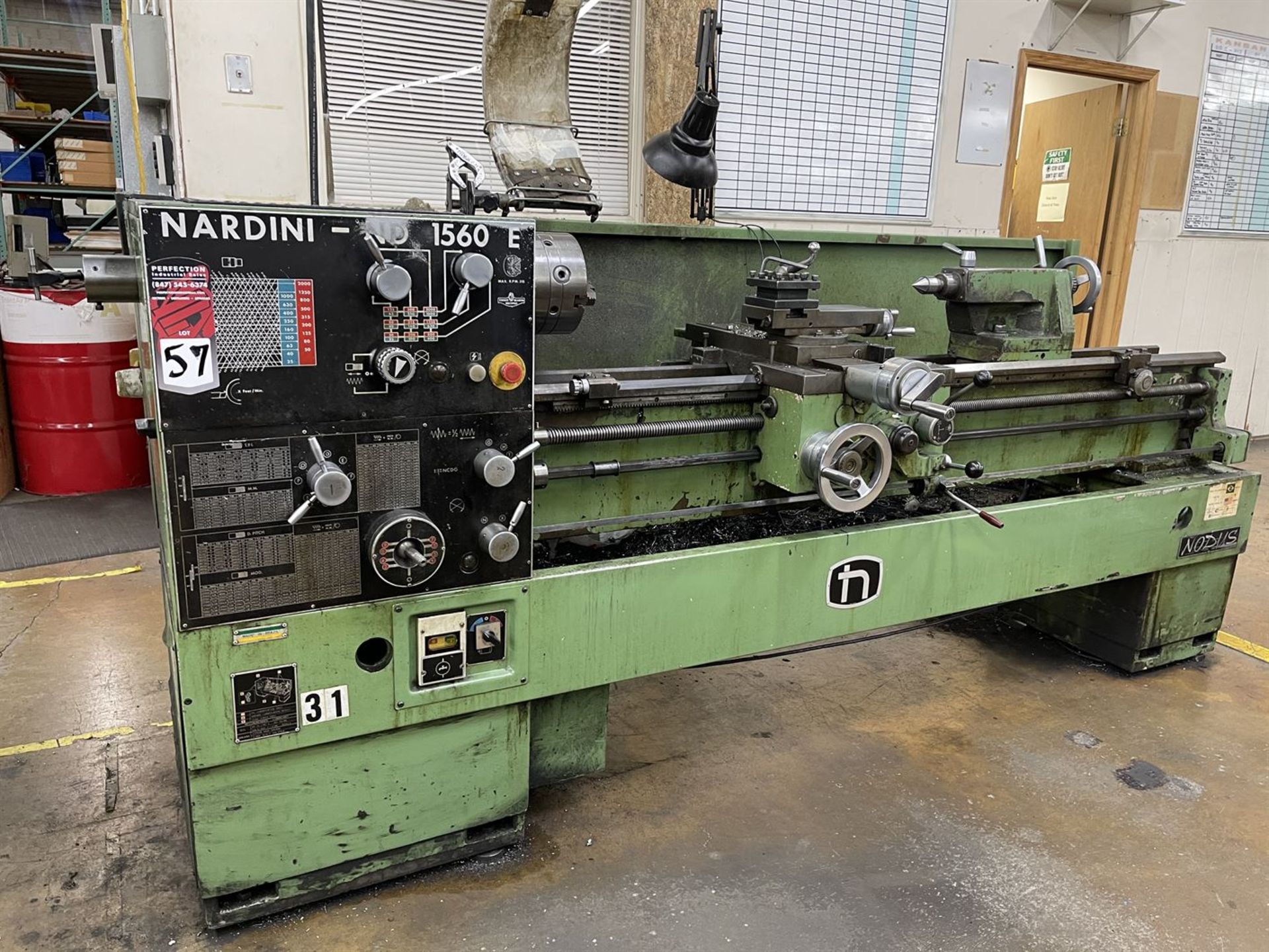 NARDINI ND-1560E Lathe, 15" Swing, 60" Between Centers, 8" 3-Jaw Chuck, Tool Post, Tailstock, 25- - Image 3 of 7