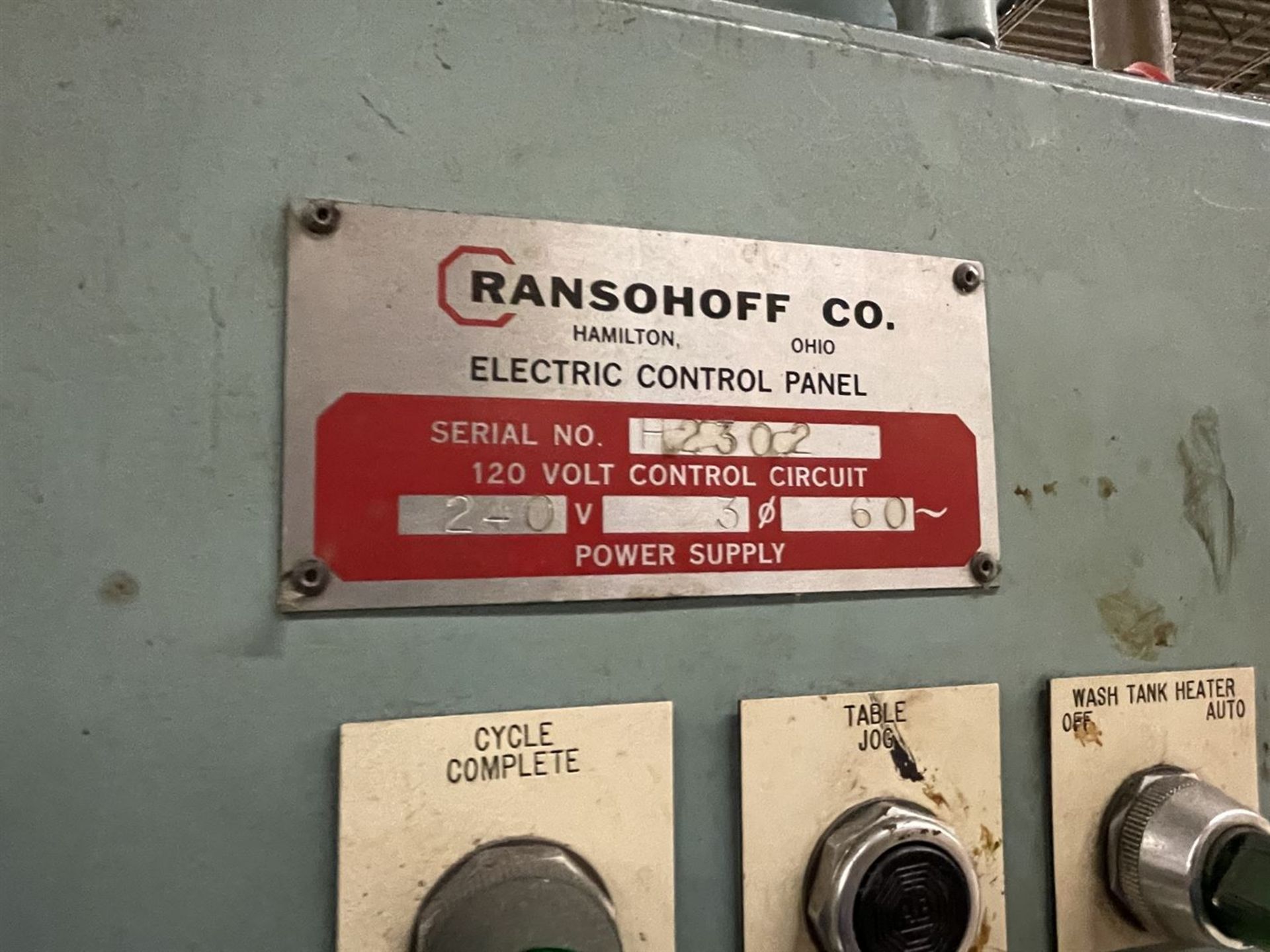 RANSOHOFF Washer System, s/n H2303, 24" x 28" Capacity, 90 Gal Tank, Wash-Rinse-Blowoff, w/ (5) - Image 4 of 6