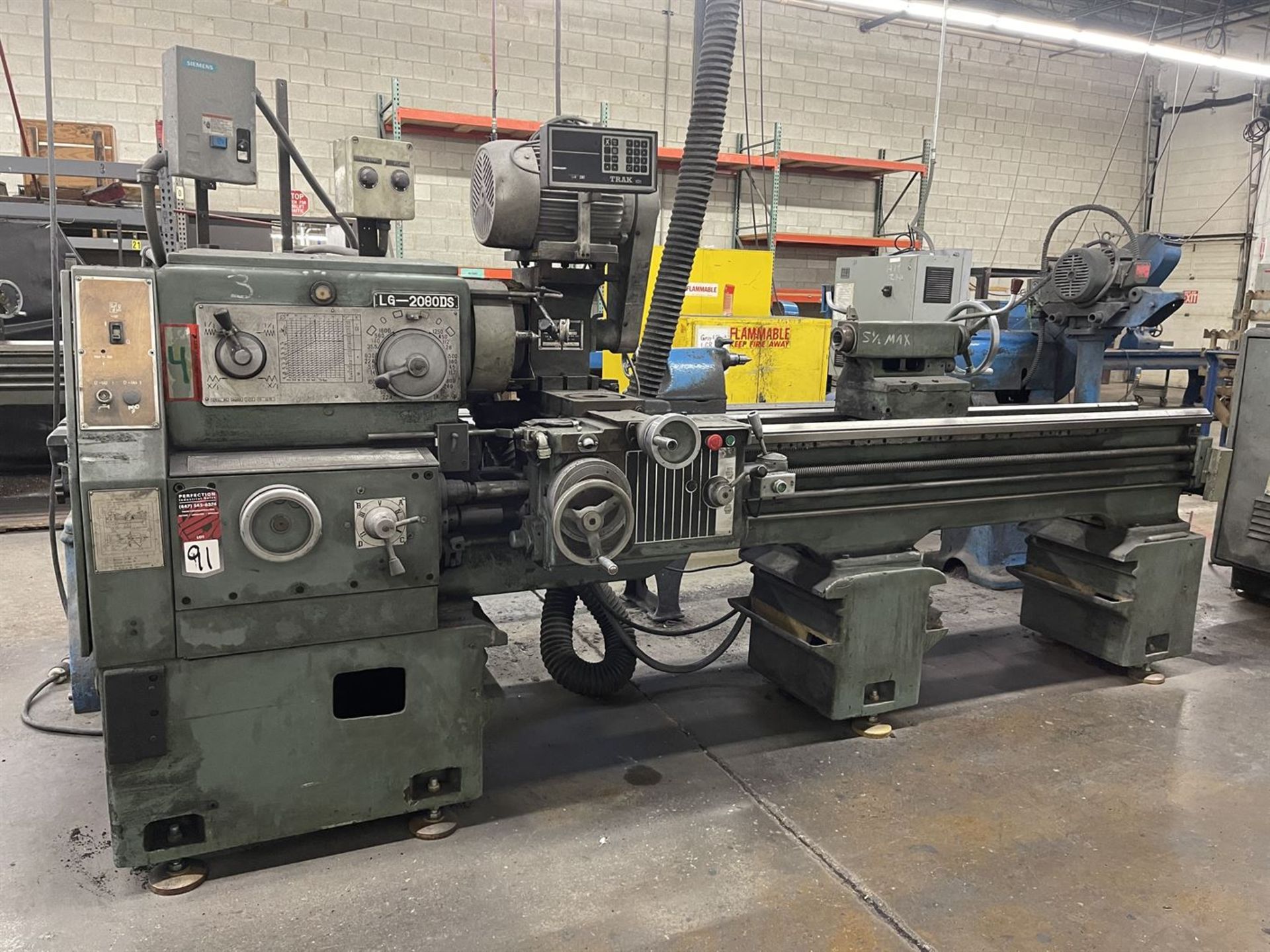 LONGEN LG-2080DS Roll Grinder/Lathe, s/n 95-8-9, 20" Swing, 80" Between Centers, 18-1600 RPM, LAO - Image 2 of 8