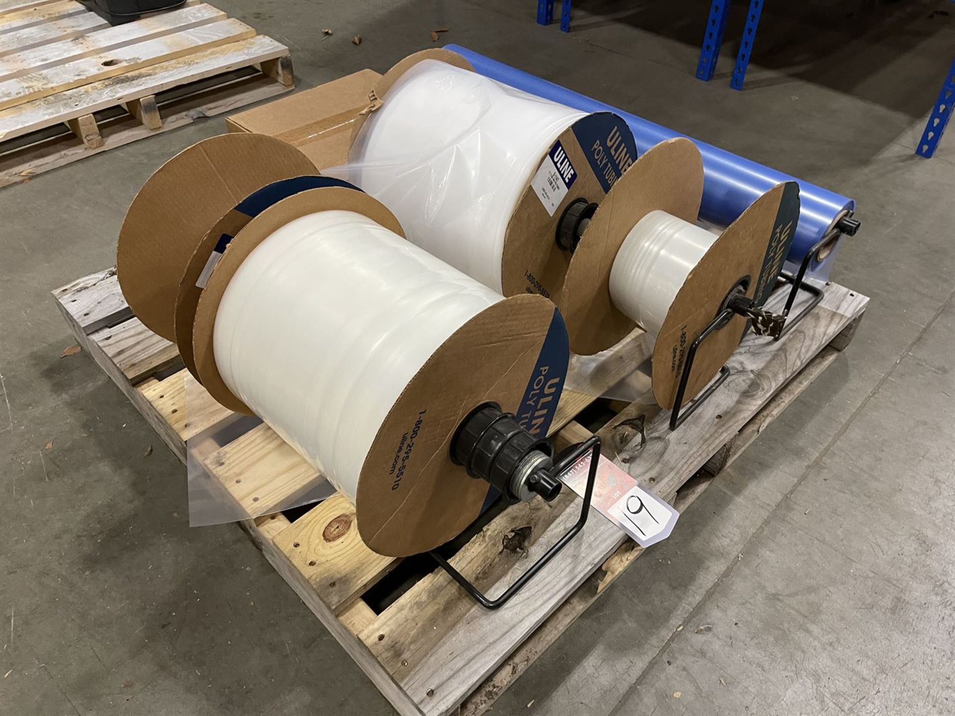Pallet of ULINE Poly Tubing w/ Roll Dispensers