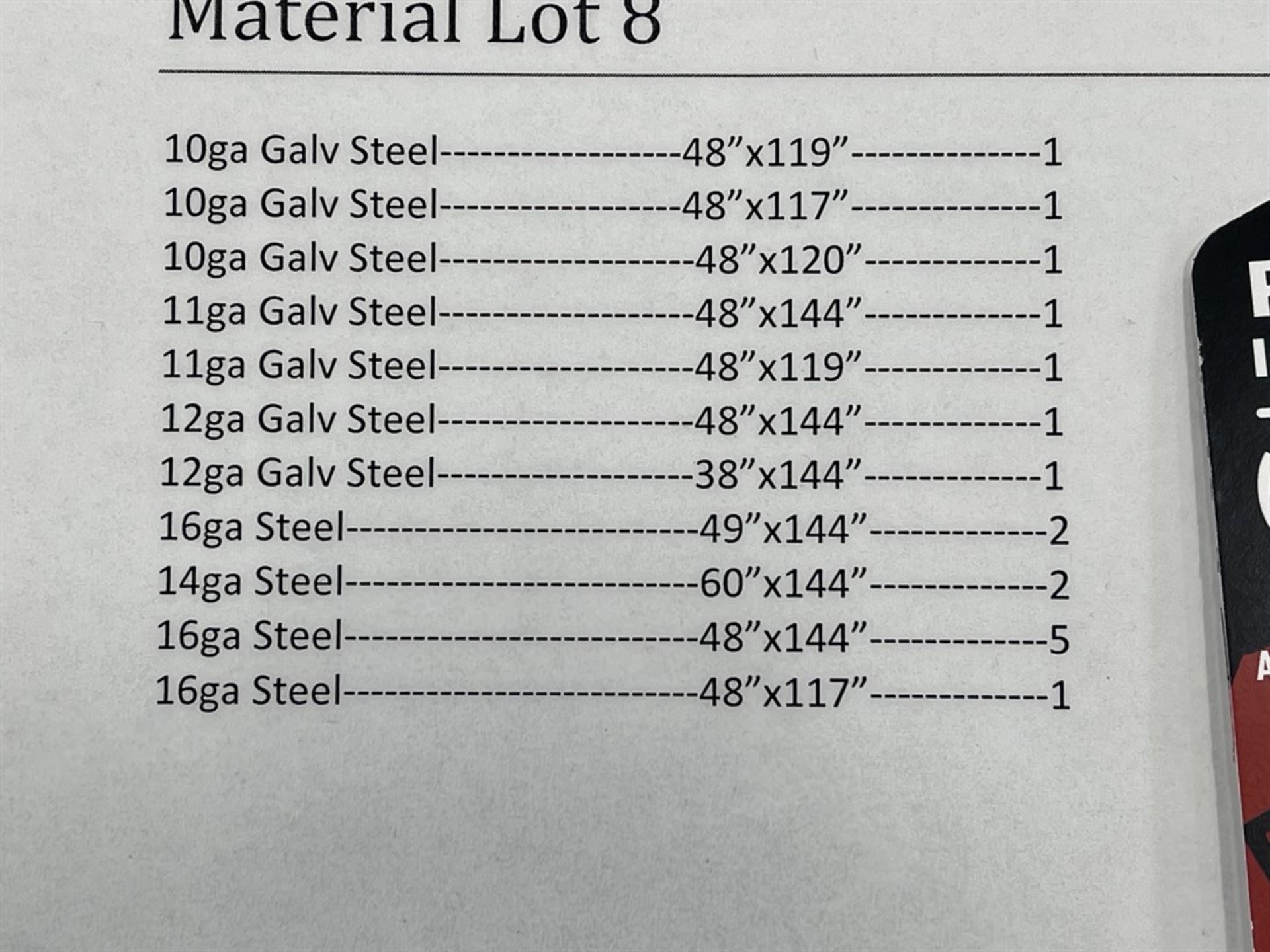 Lot of Assorted Gages of Steel and Galvanized Steel Sheet Stock - Image 3 of 3