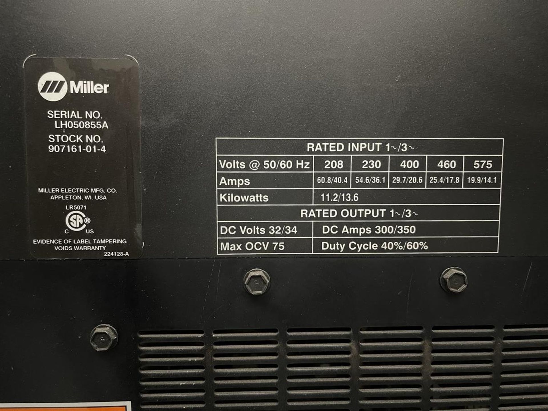 Welding Station #3- MILLER XMT 350 CC/CV MIG Welder, s/n LH050855A - Image 3 of 3