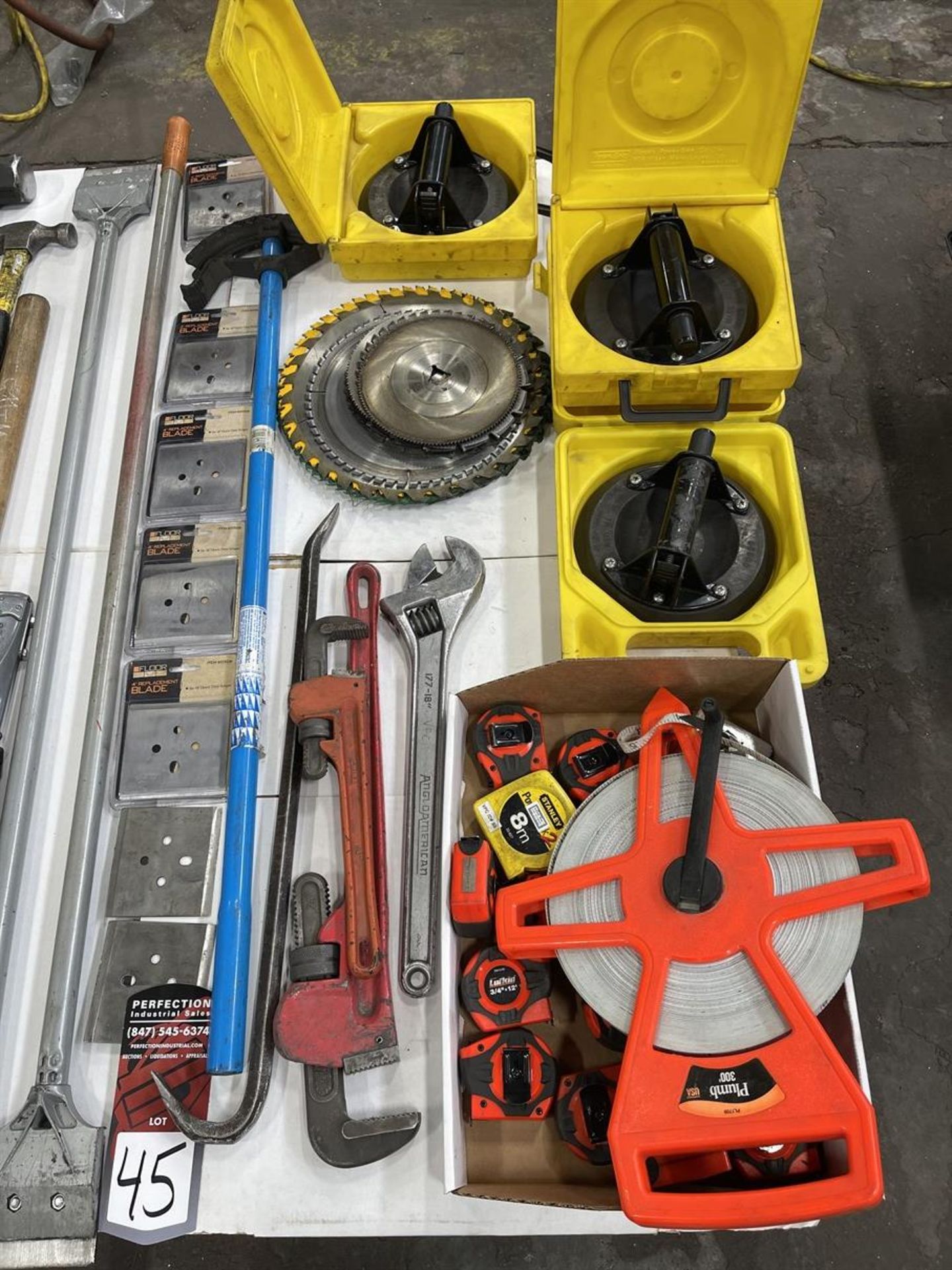 Lot Comprising Hammers, Scrapers, Suction Cups, Tube Bender, Pipe Wrenches and Tape Measures - Image 3 of 3