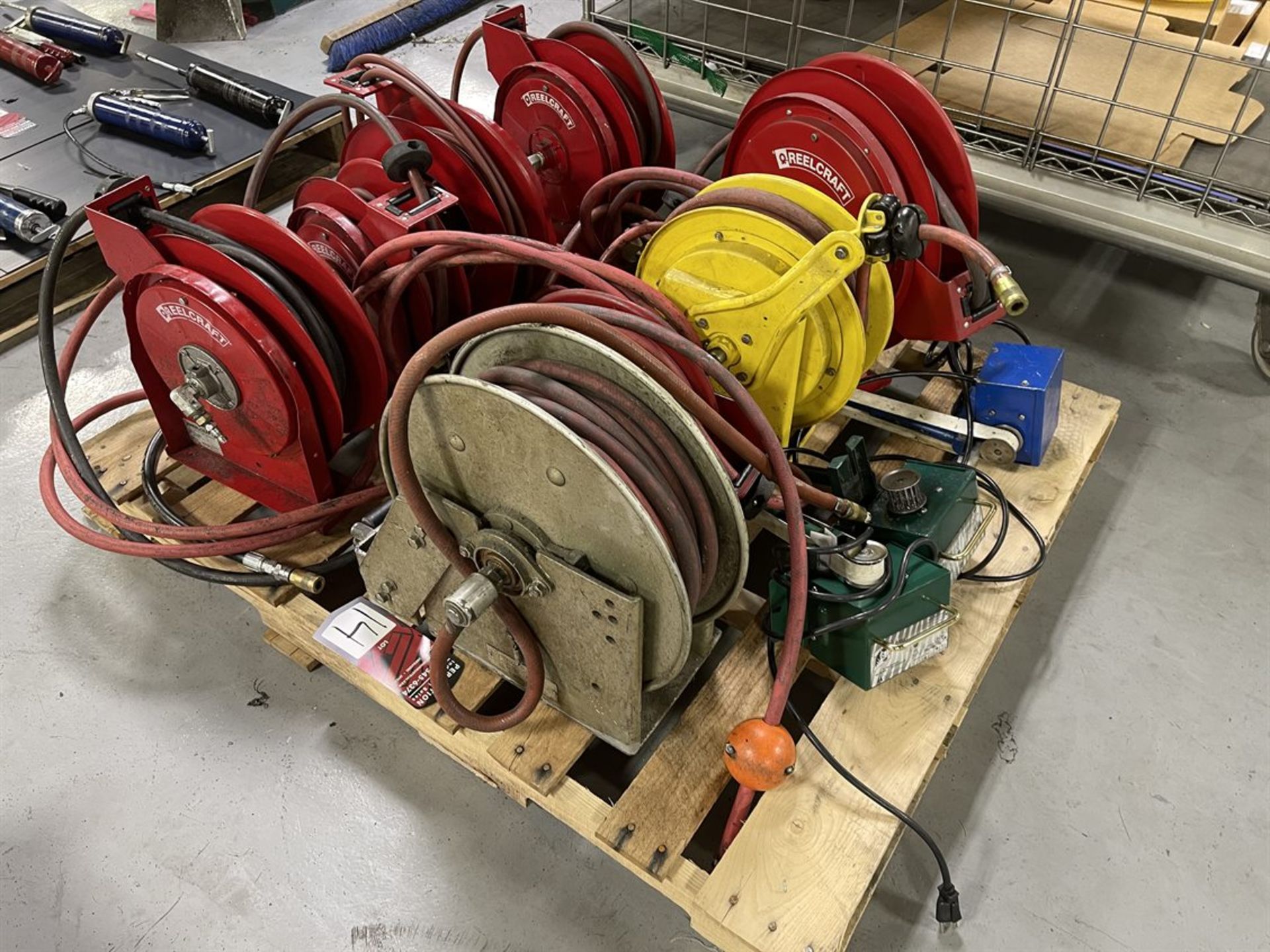 Lot of Assorted Hose Reels and Coolant Skimmers