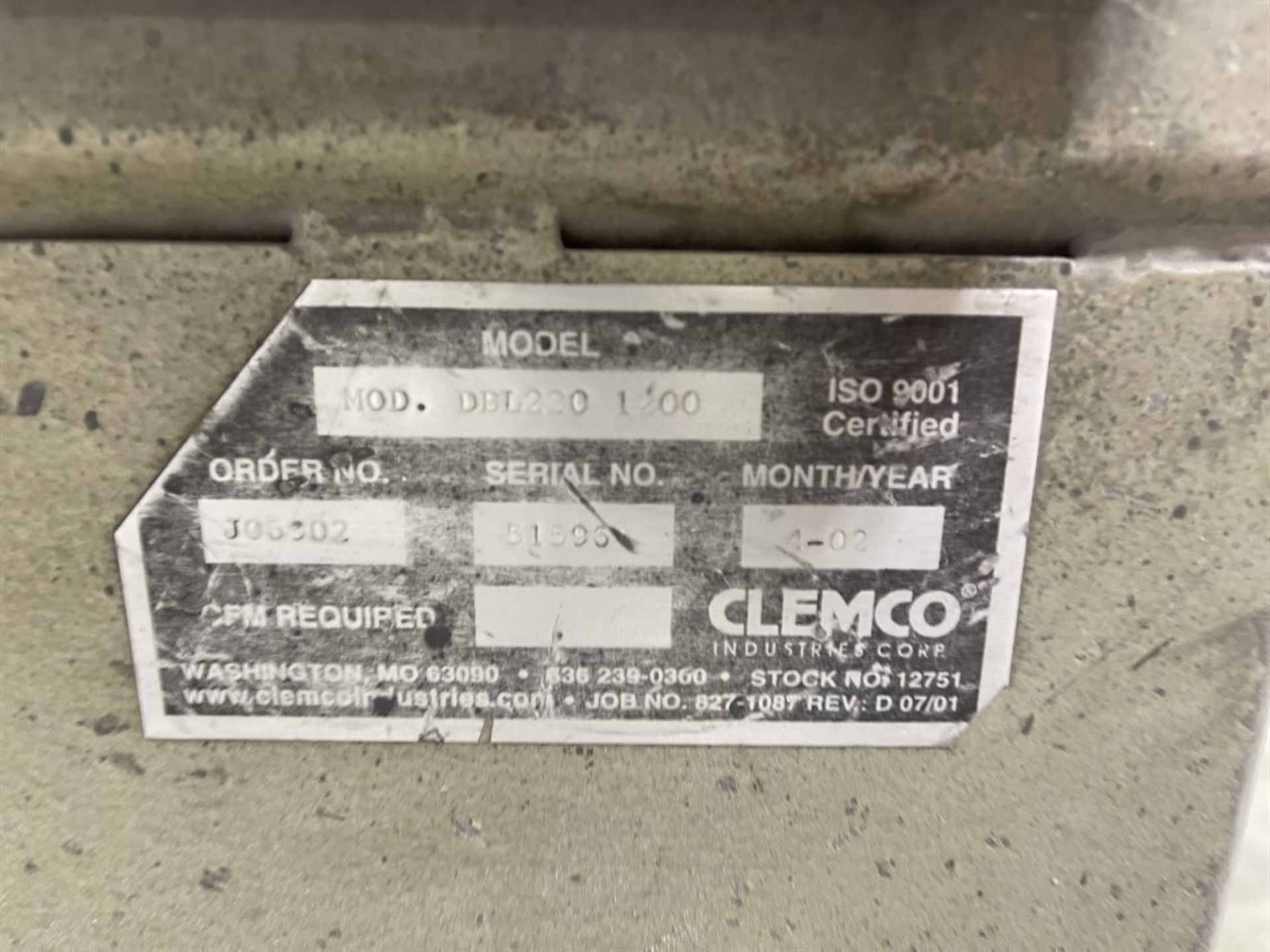 CLEMCO Dual Cabinet Blasting System, DBL 220 1200, s/n 51596 - Image 4 of 5