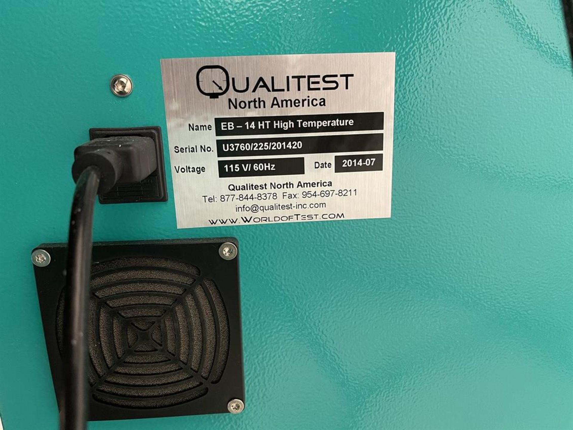 Qualitest EB-14HT High Temperature Ageing Oven, s/n U3760/225/201420, (Location: Rubber Lab) - Image 5 of 5