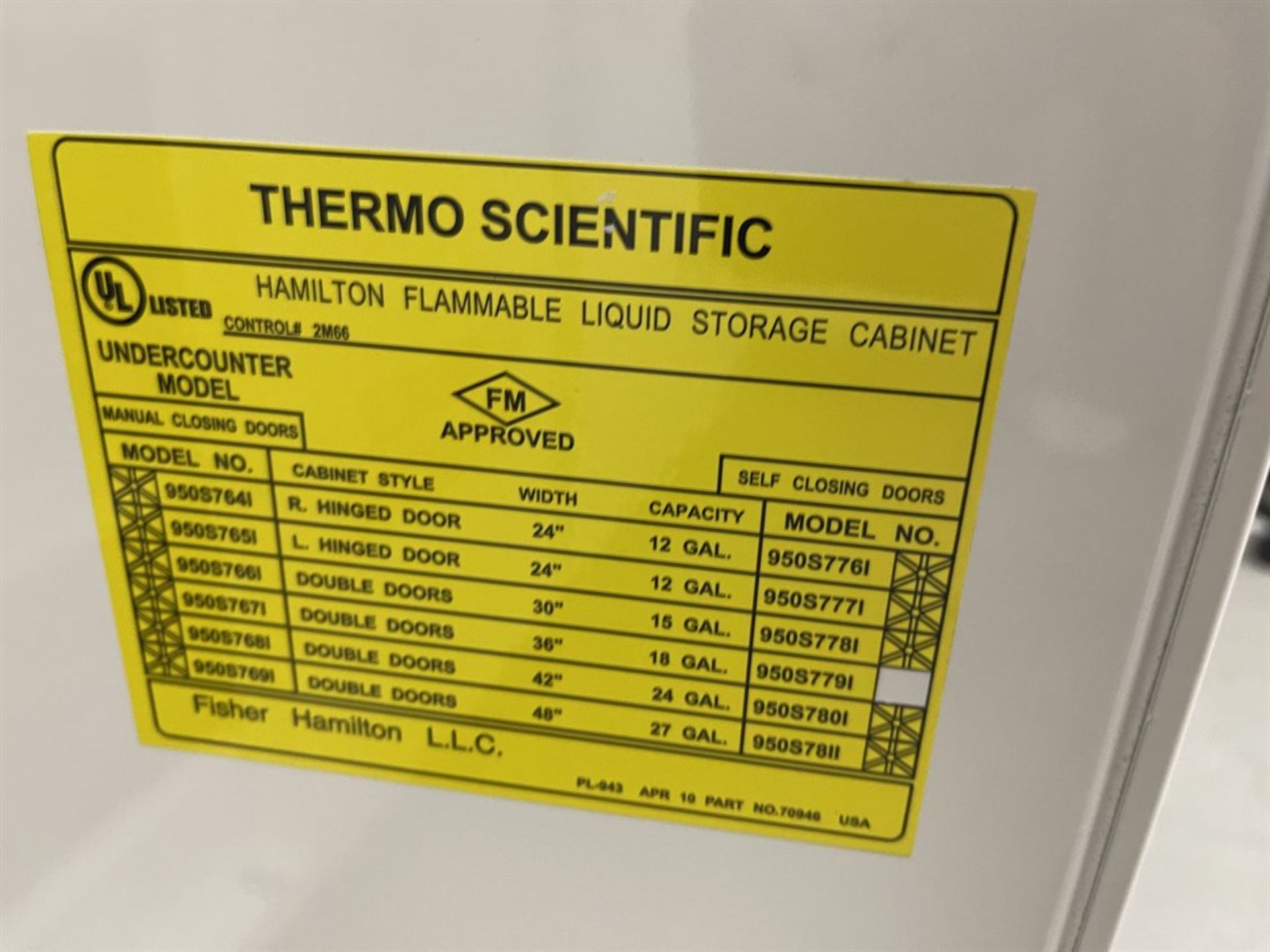 Hamilton Scientific Concept Vented Lab Fume Hood with Thermo Scientific 950S779I Fire Cabinet Base , - Image 4 of 4