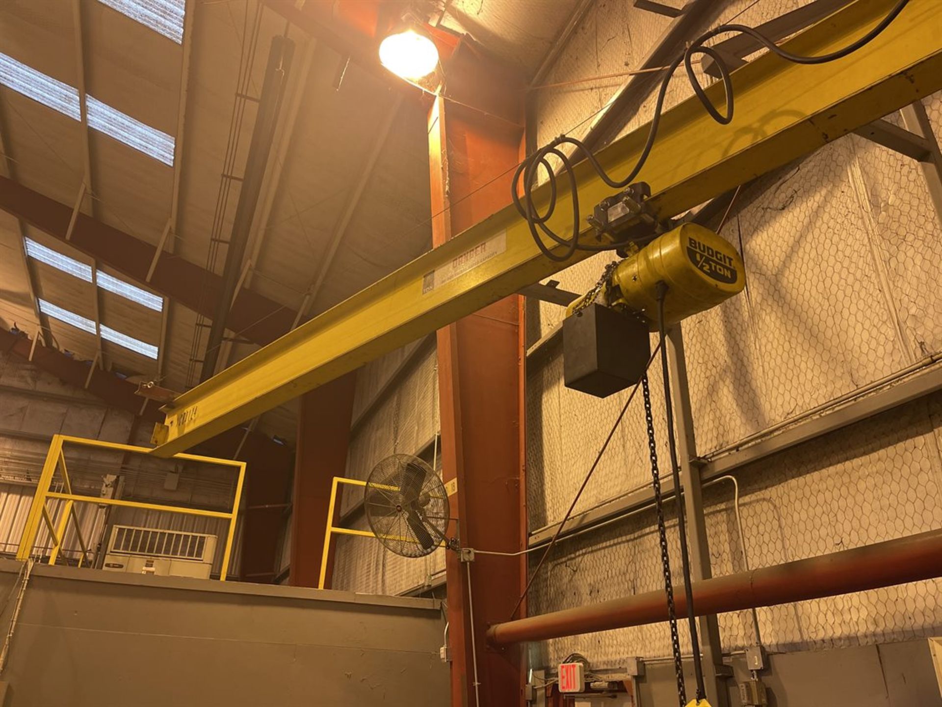 ABEL 1/2 Ton Free Standing Jib Crane, Approx. 14' Reach x 11' Under Rail, w/ Budgit 1/2 Ton Hoist w/ - Image 3 of 5