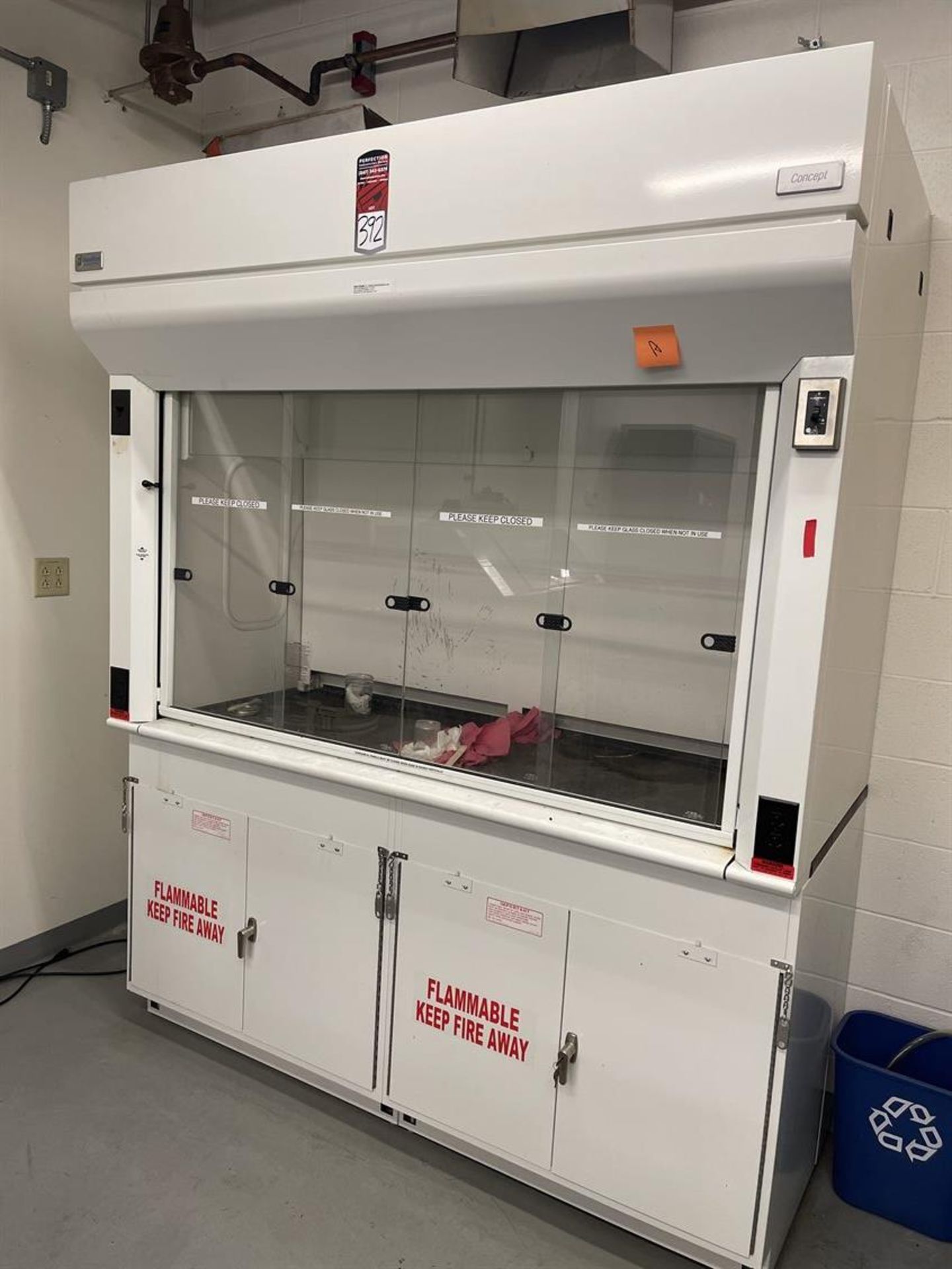 Hamilton Scientific Concept Vented Lab Fume Hood with Thermo Scientific 950S779I Fire Cabinet Base ,