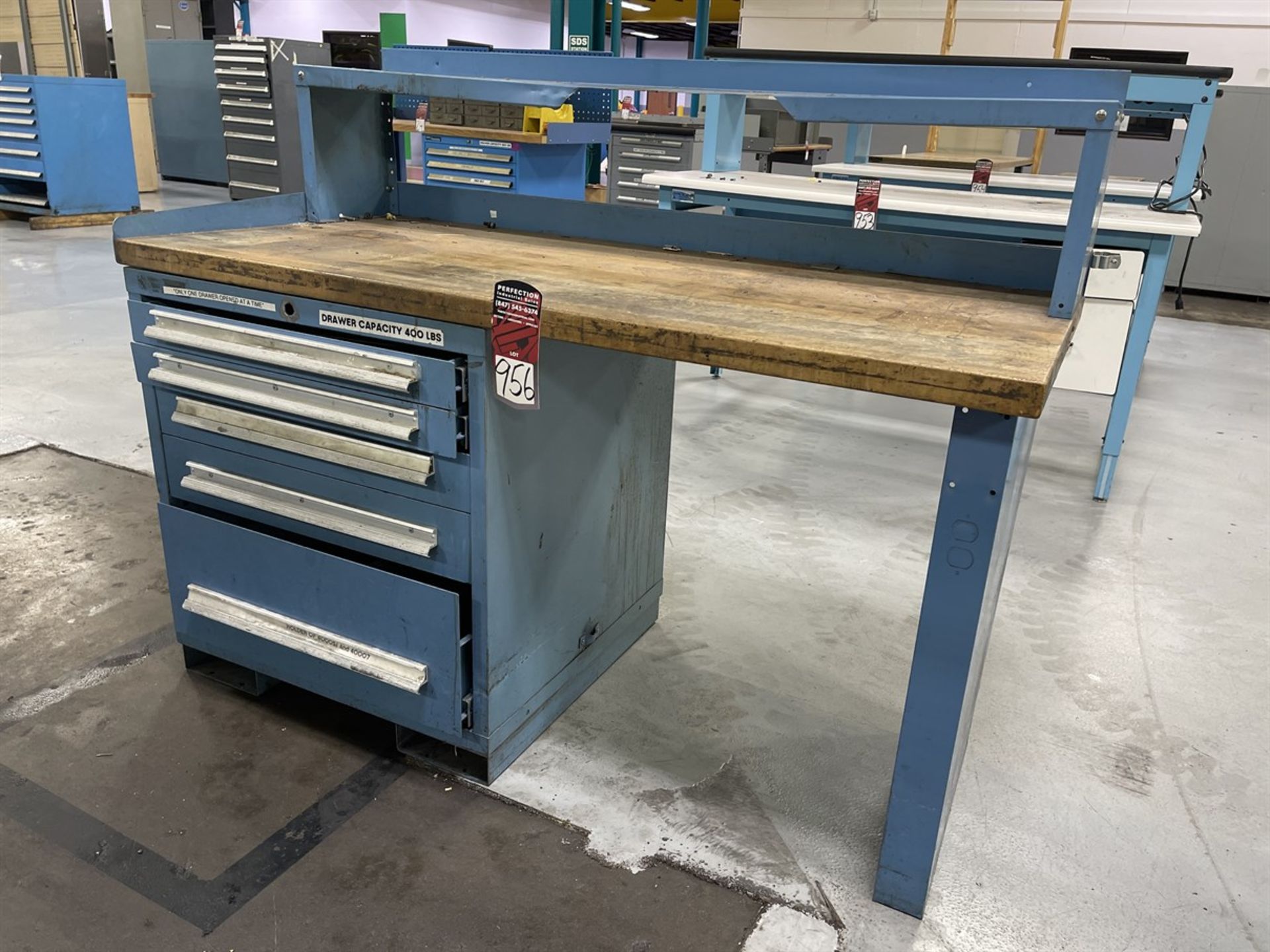 LYON Wood Top Work Bench w/ Ball Bearing Tool Cabinet Base