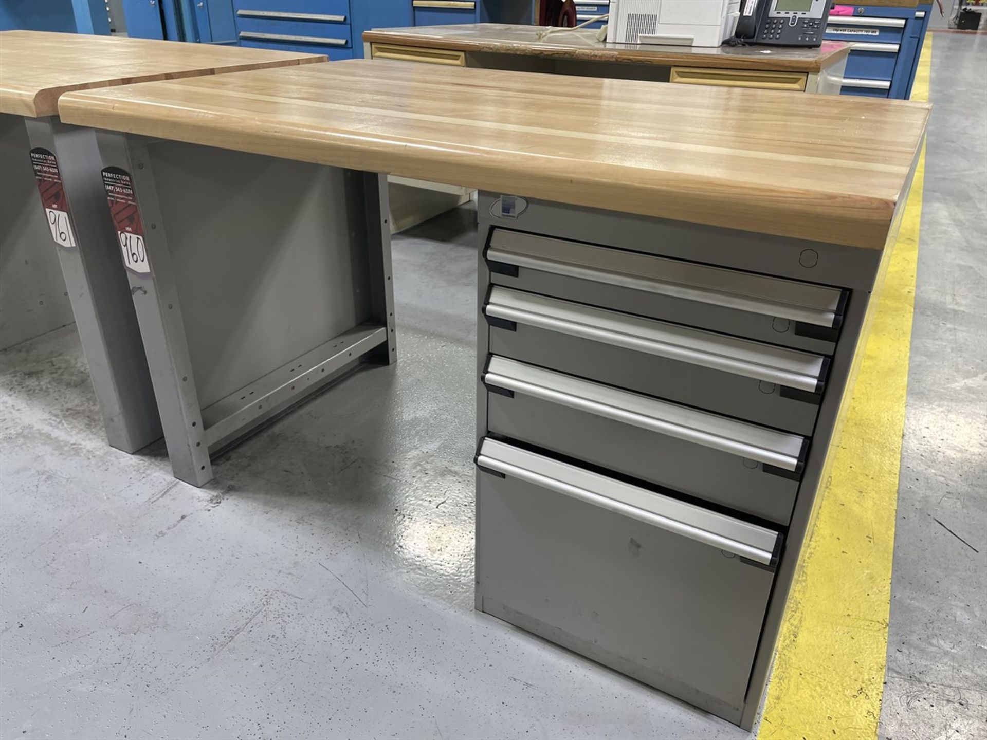 ROUSSEAU Wood Top Work Bench w/ Ball Bearing Cabinet Base