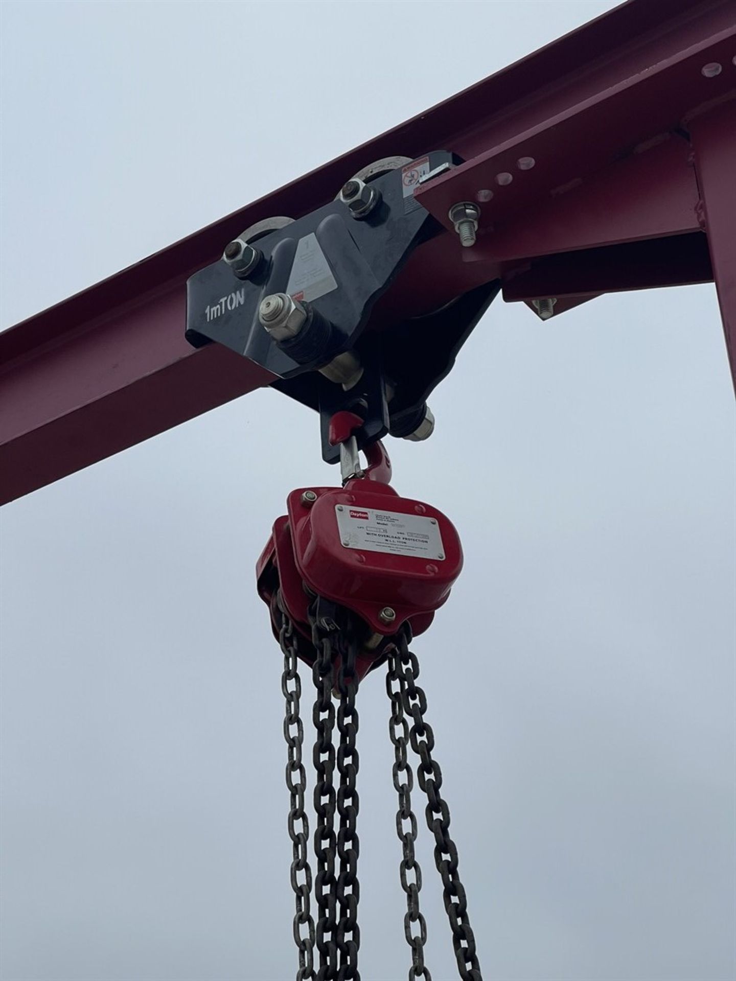 Rolling Gantry, 13'W x 10' Under Rail, w/ Dayton 1-Ton Chain Fall - Image 2 of 3