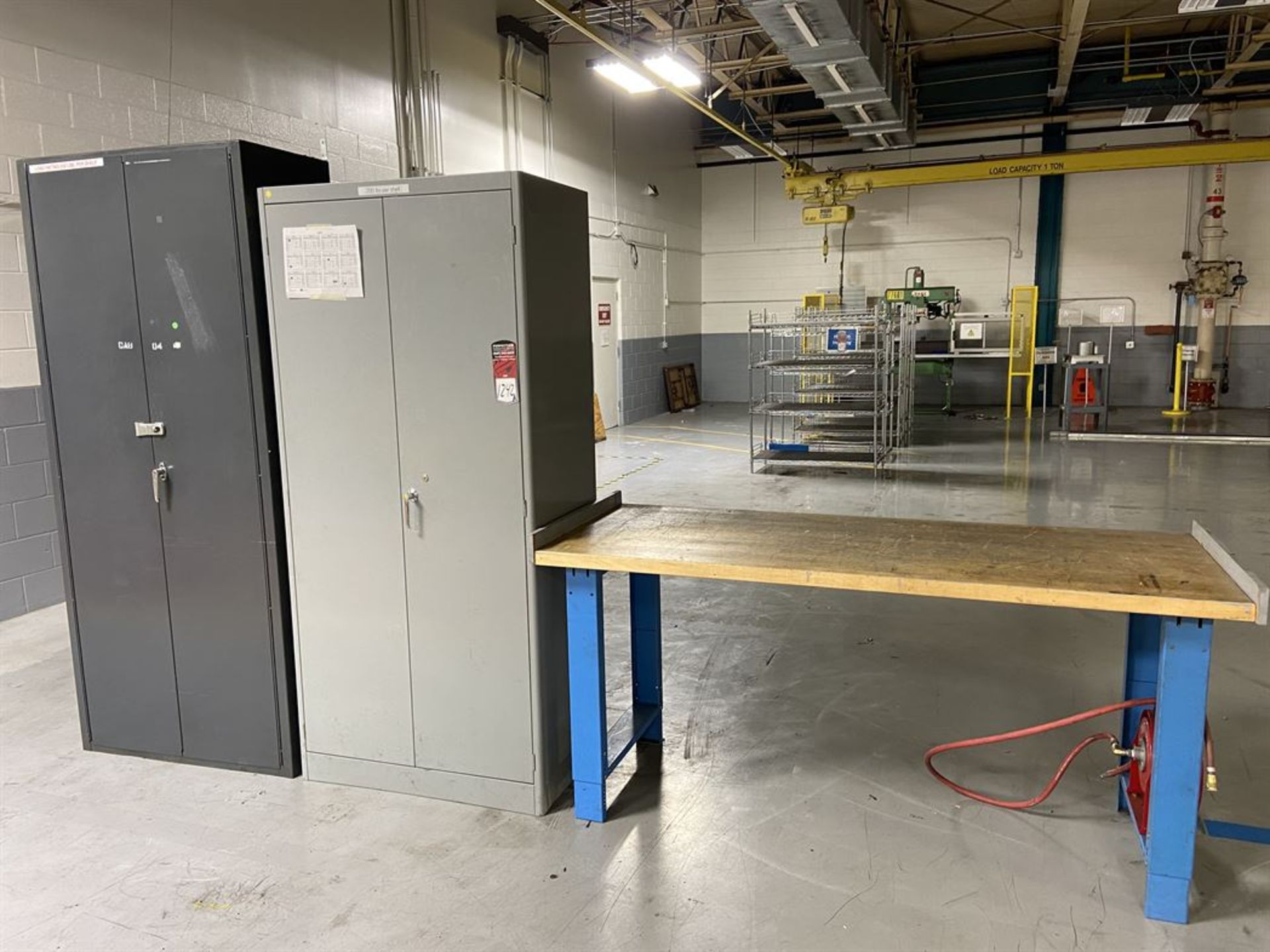 Lot of (2) Shop Cabinets and a Butcher Block Bench