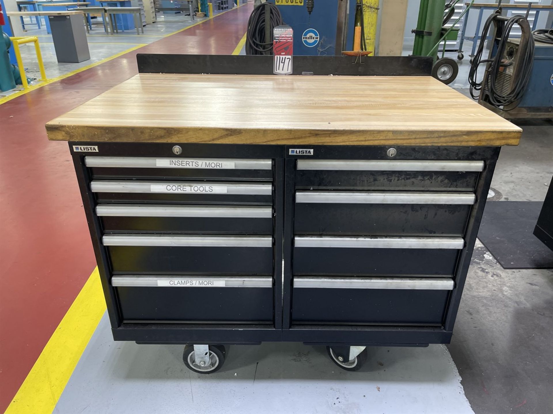 LISTA Wood Top Rolling Ball Bearing Tool Chest