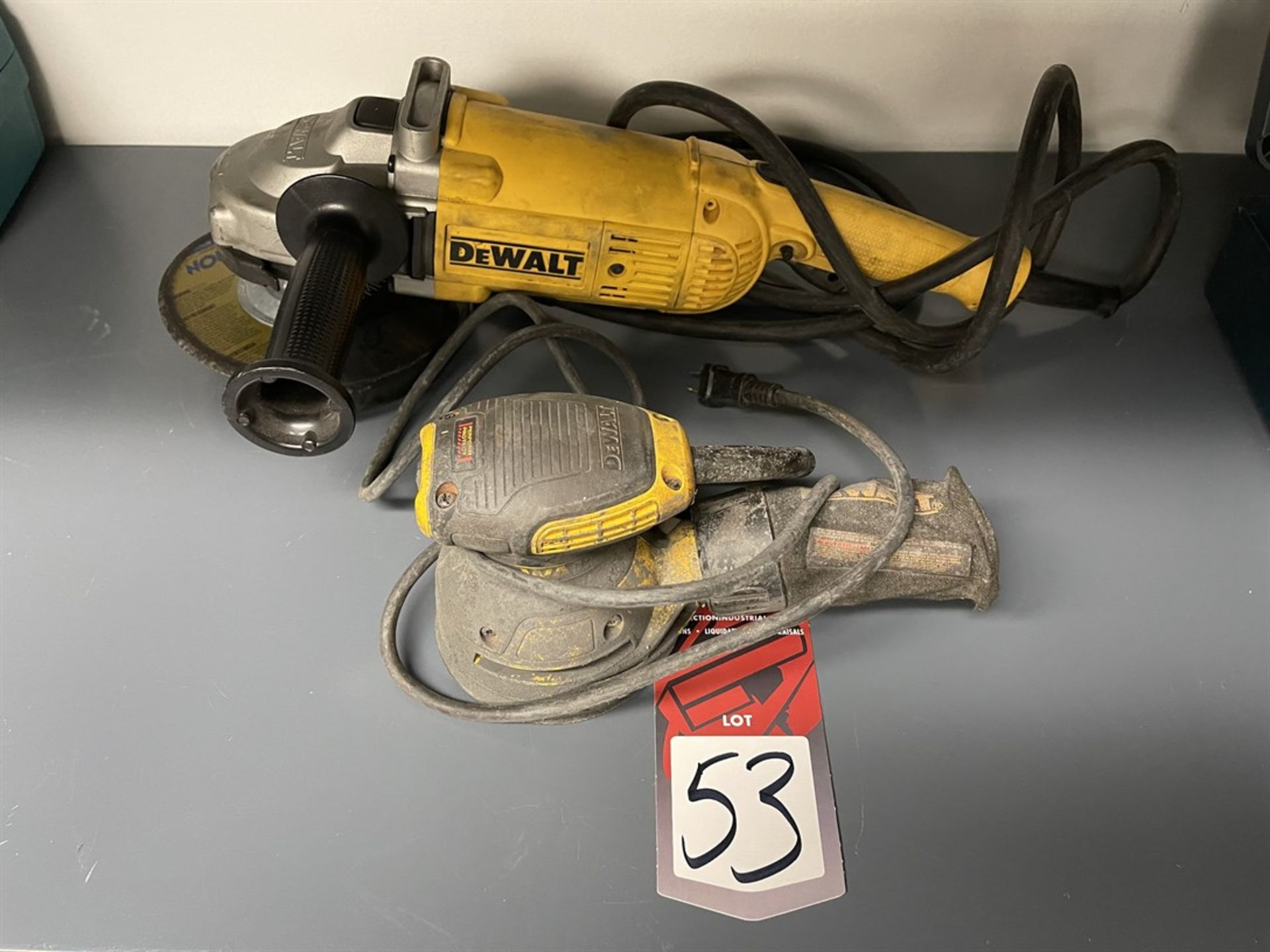 Lot Comprising DEWALT DWE4517 7" Angle Grinder and DEWALT DWE6421 Orbital Palm Sander