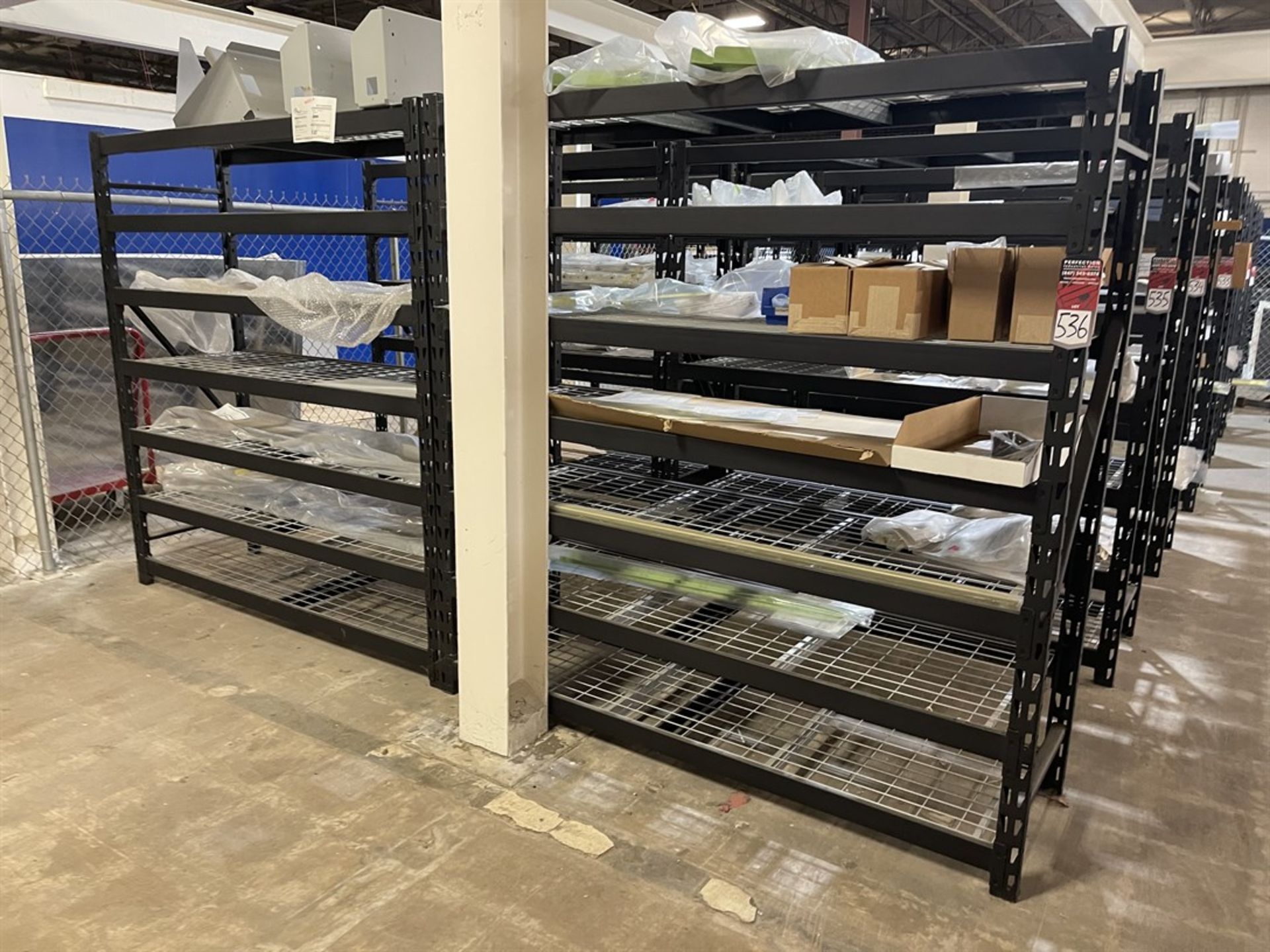 Lot of (2) Shop Shelving Units, 6'6"T x 6'W x 24" D Each Section, (Contents Not Included)