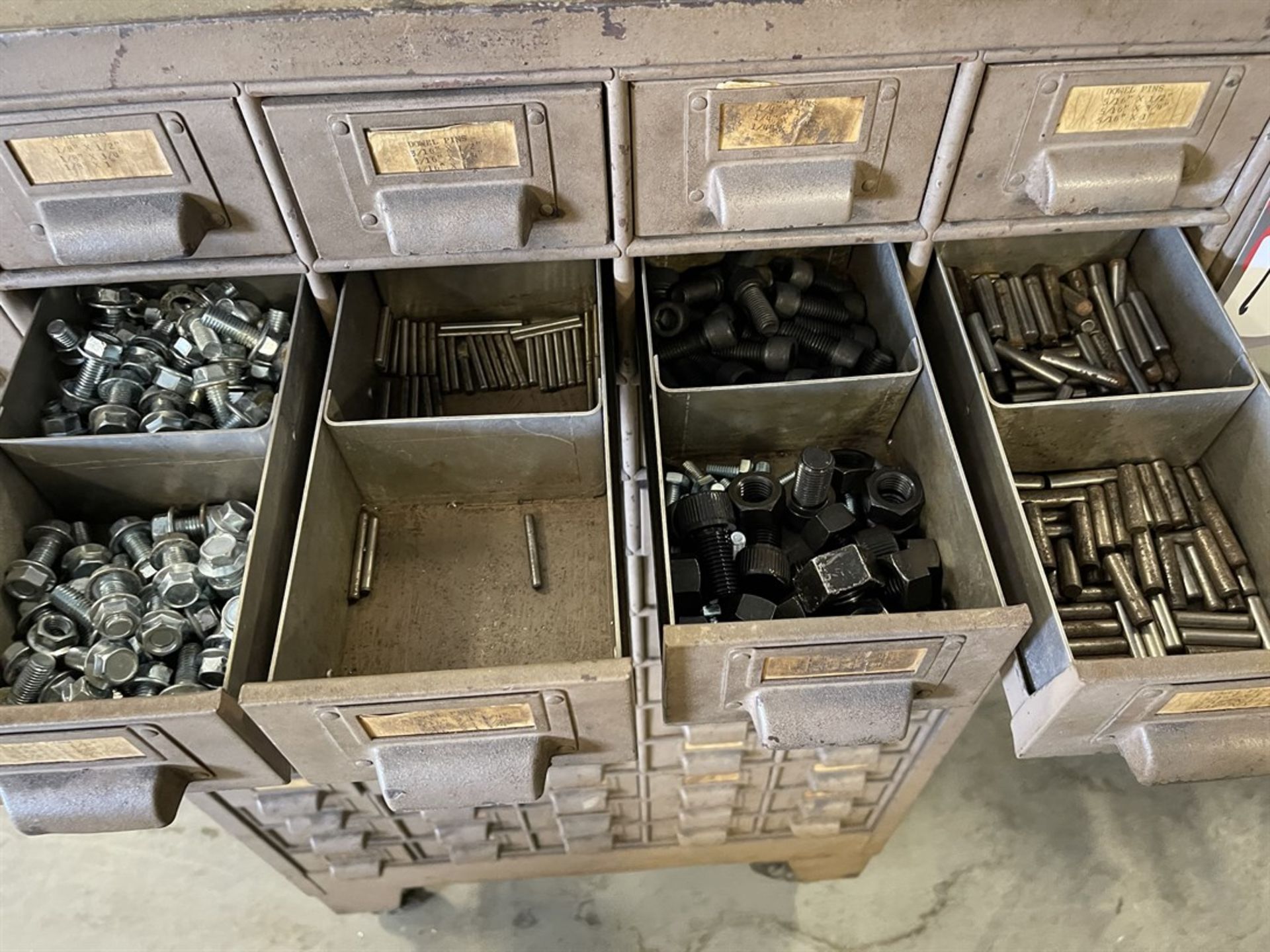 Rolling Hardware Chest w/ Assorted Dowel Pins and Fasteners - Image 2 of 4