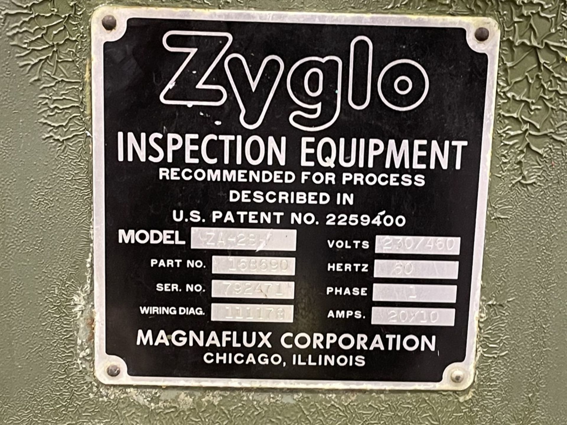 ZYGLO ZA-2BH Florescent Penetrant Inspection System, s/n 792471, Fume Collection System Not Included - Image 4 of 6