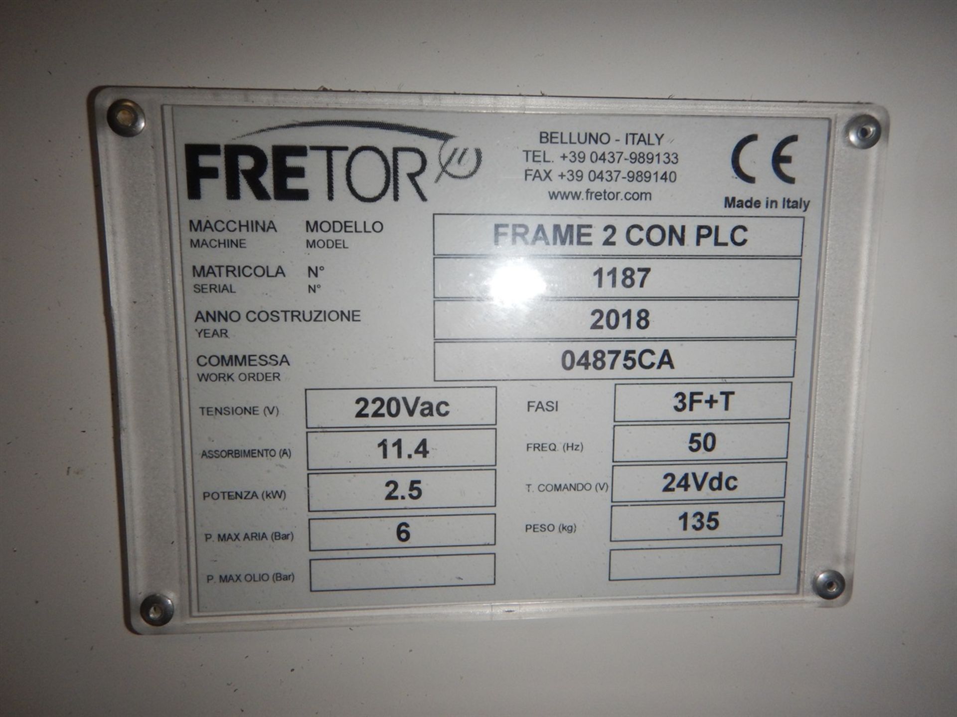 2018 FRETOR FRAME 2 PLC High Frequency Heater, s/n 1187 - Image 4 of 4