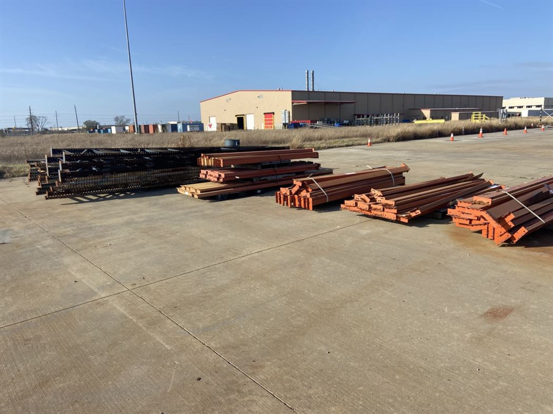 Lot of Pallet Racking, (14) 20' Uprights and (3) Pallets of Load Beams
