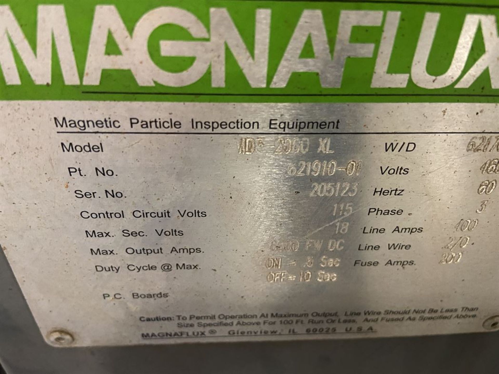 Magnaflux Model MD3-2060 XL Inspection Machine, 16" Ring 140" Max Length, s/n 205123 - Image 5 of 5