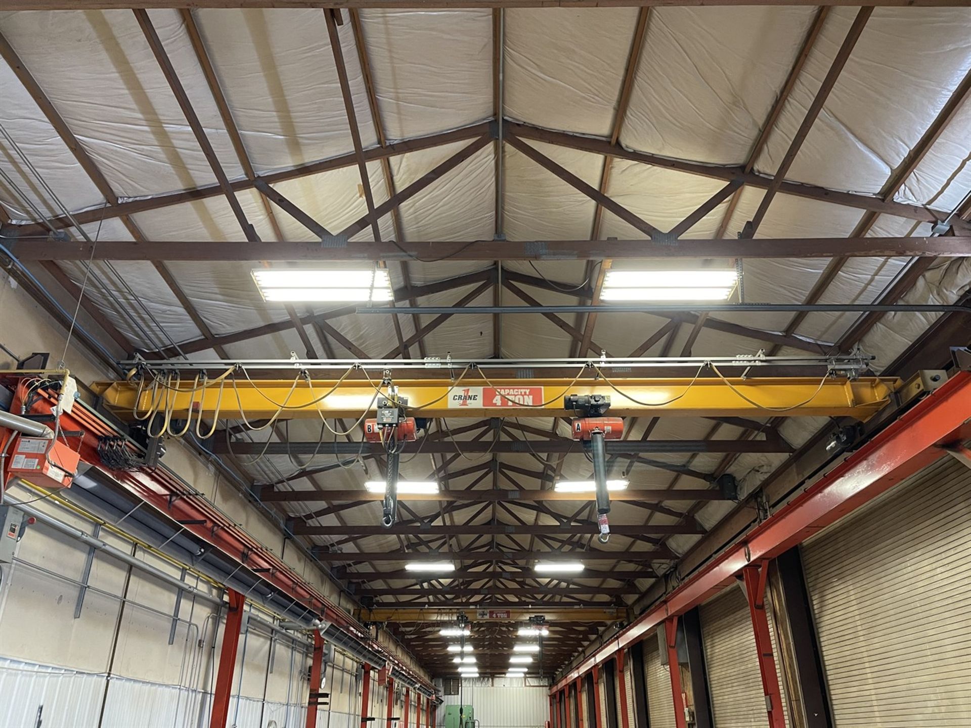 Crane America 4-Ton Bridge Crane, Approx. 34' Bridge, w/ (2) 2-Ton CM Lodestar Electric Hoists w/