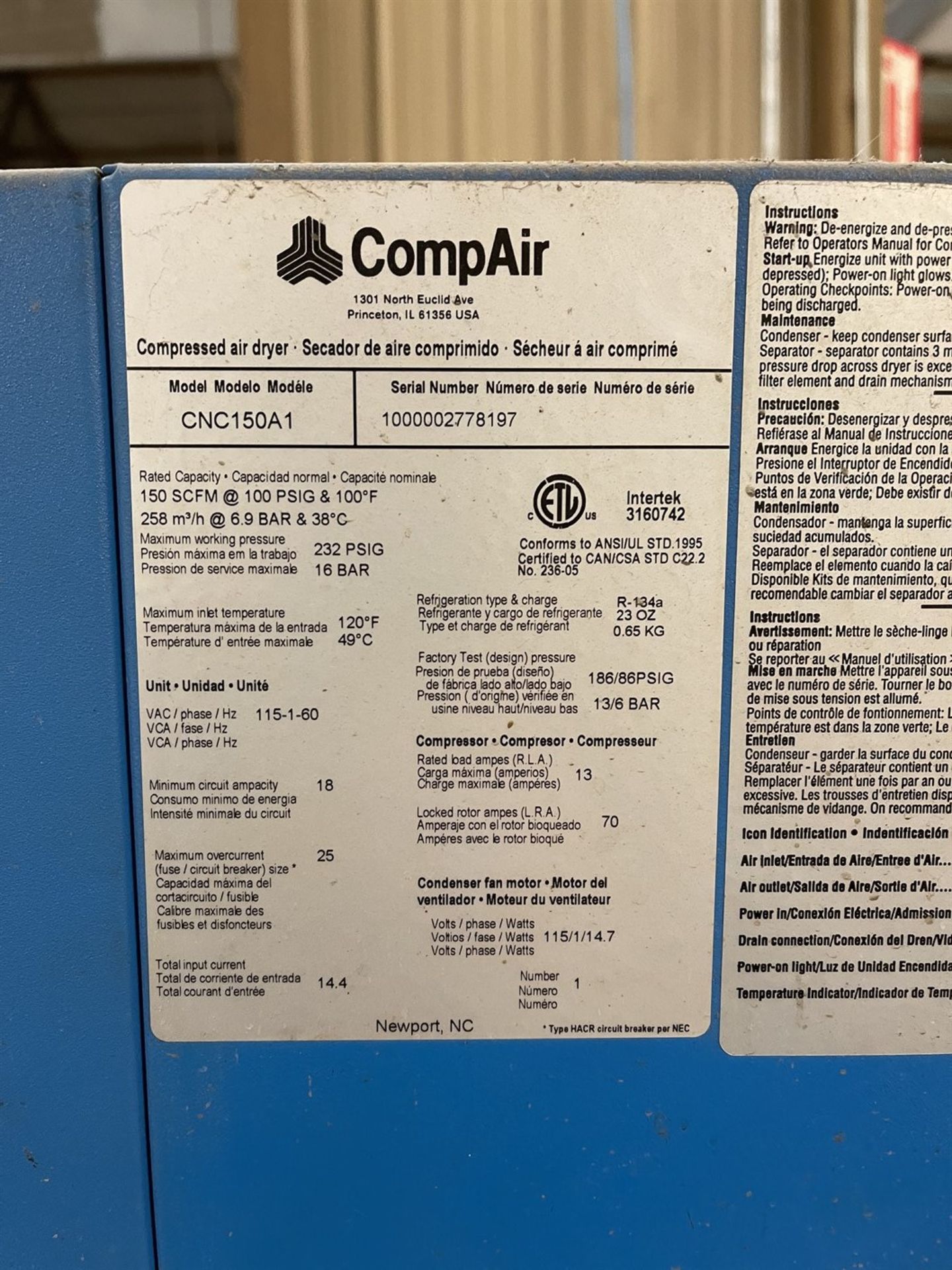 2012 CompAir L22 L-Series Air Station Compressor System, s/n D102821, 30 HP, 125 PSI, w/ compare - Image 5 of 6