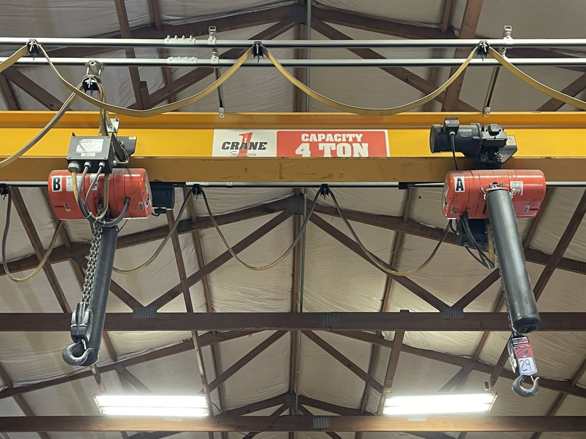 Crane America 4-Ton Bridge Crane, Approx. 34' Bridge, w/ (2) 2-Ton CM Lodestar Electric Hoists w/ - Image 3 of 9