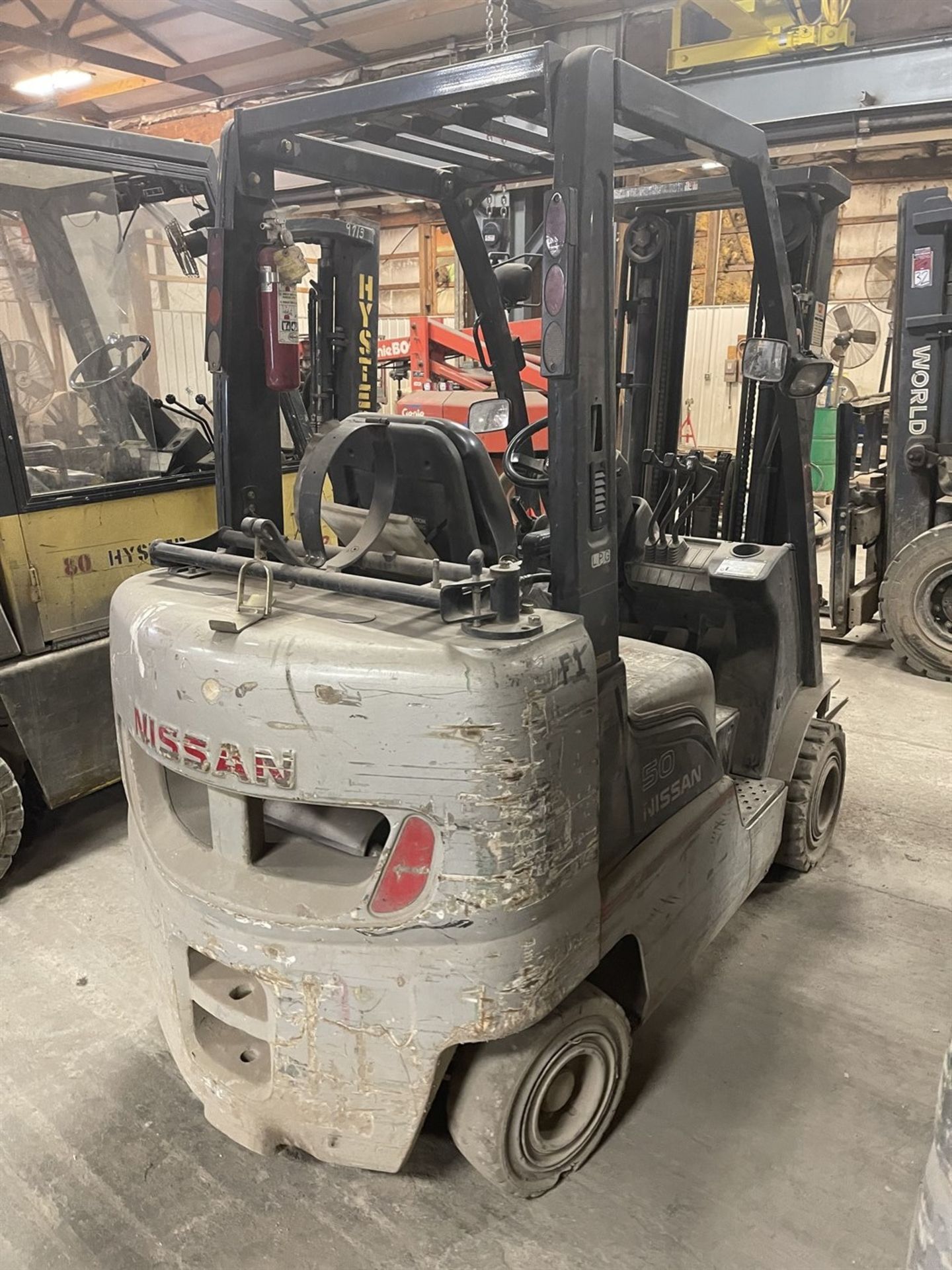 Nissan 50 LP Forklift, s/n AP1F2-9U0034, 5,000 Lb. Capacity, 3-Stage Mast, Side Shift - Image 6 of 9