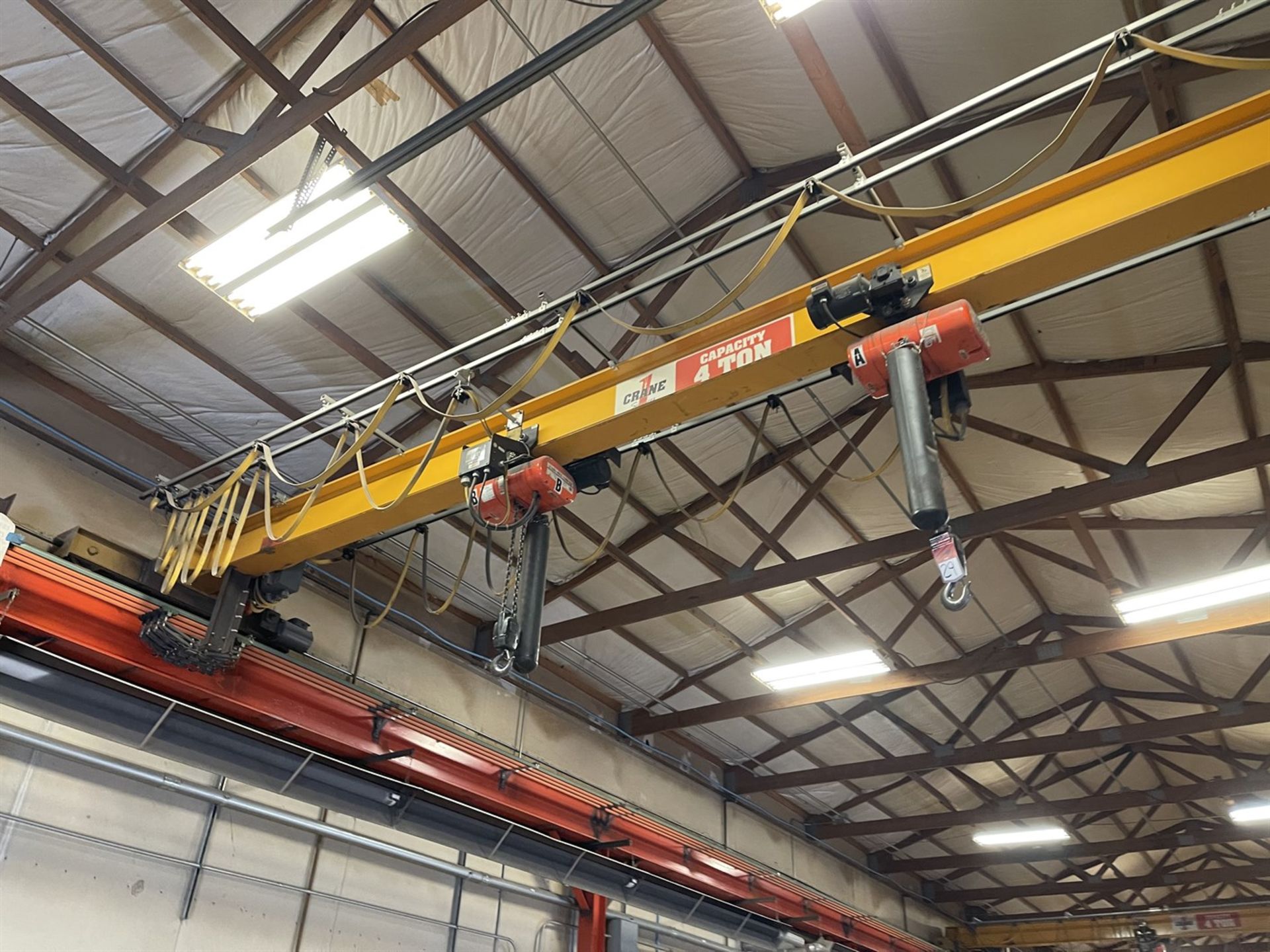 Crane America 4-Ton Bridge Crane, Approx. 34' Bridge, w/ (2) 2-Ton CM Lodestar Electric Hoists w/ - Image 2 of 9